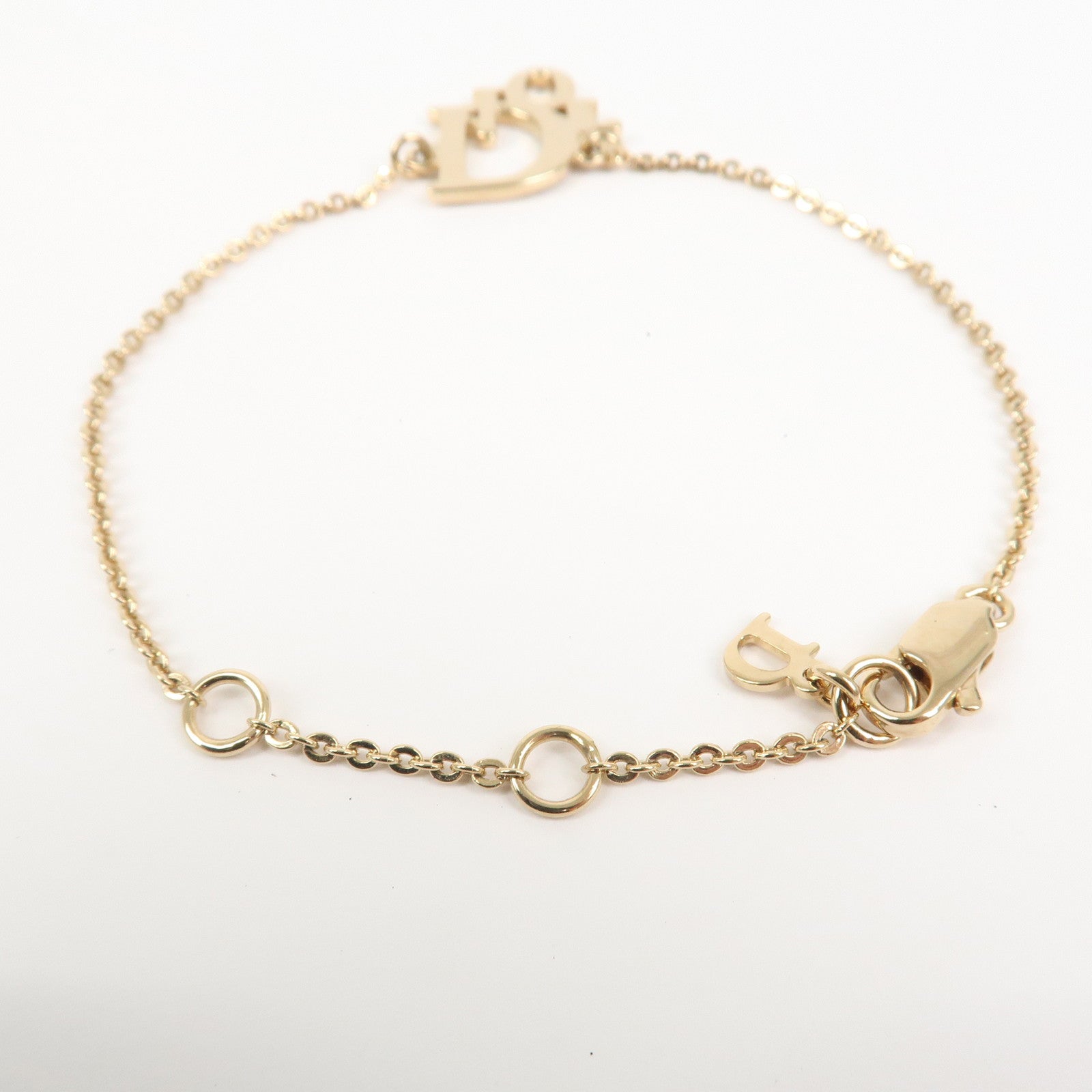 Christian Dior Logo Metal Bracelet Gold Crystals