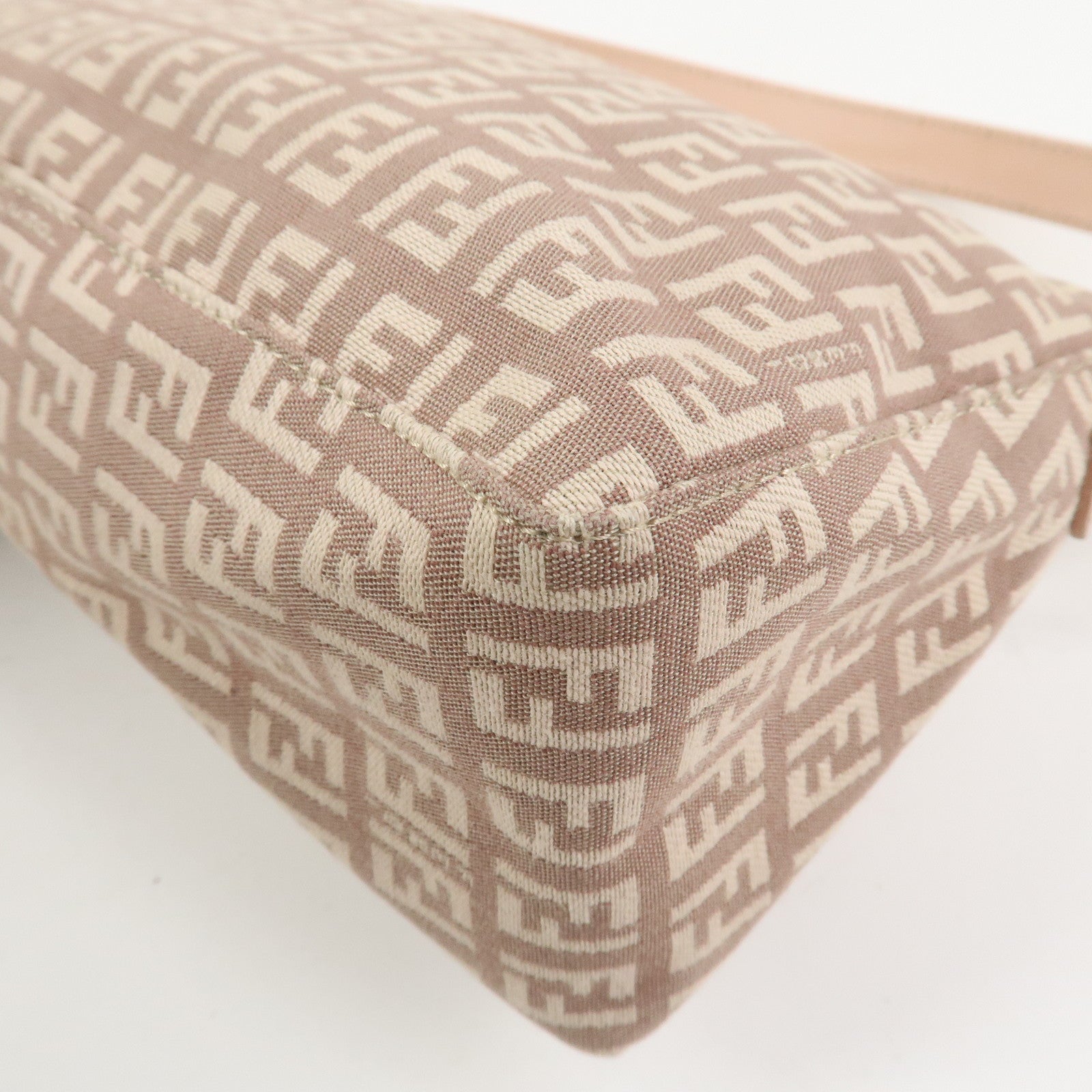 FENDI Zucchino Canvas Leather Shoulder Bag Hand Bag Pink 8BR444