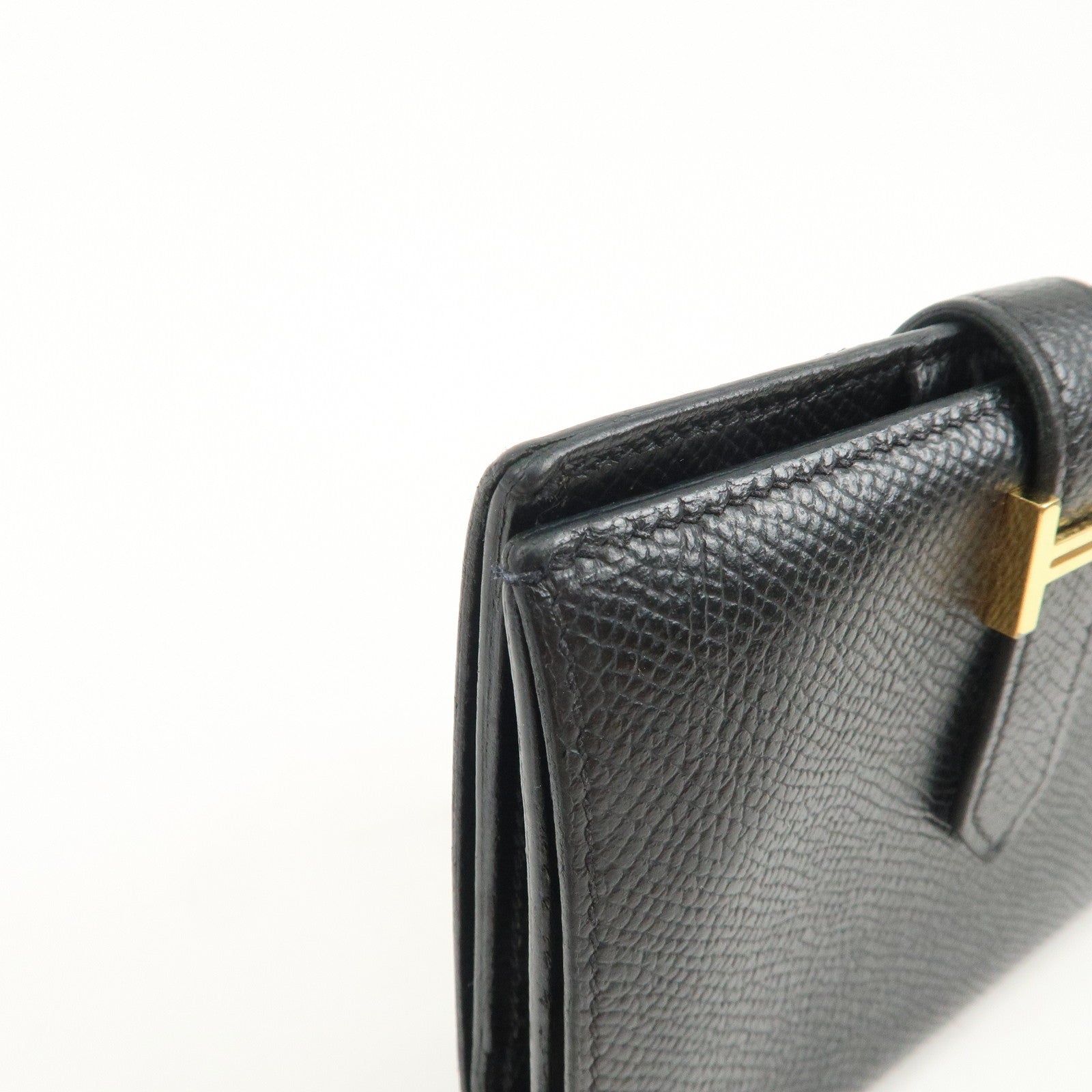 HERMES Bearn Mini Veau Epsom Bi-fold Compact Wallet Z Stamped Black