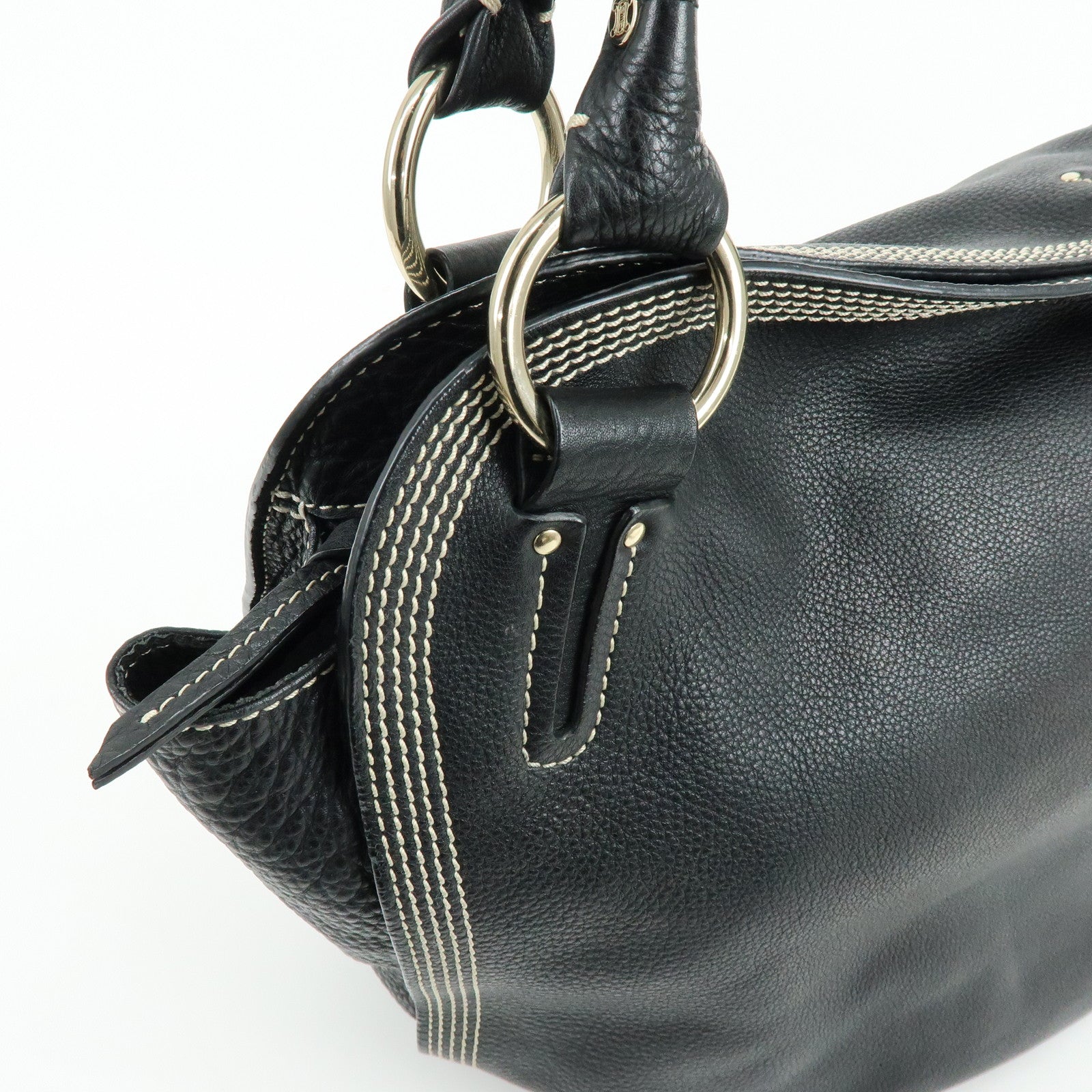 CELINE Leather Bittersweet Shoulder Bag Hand Bag Black