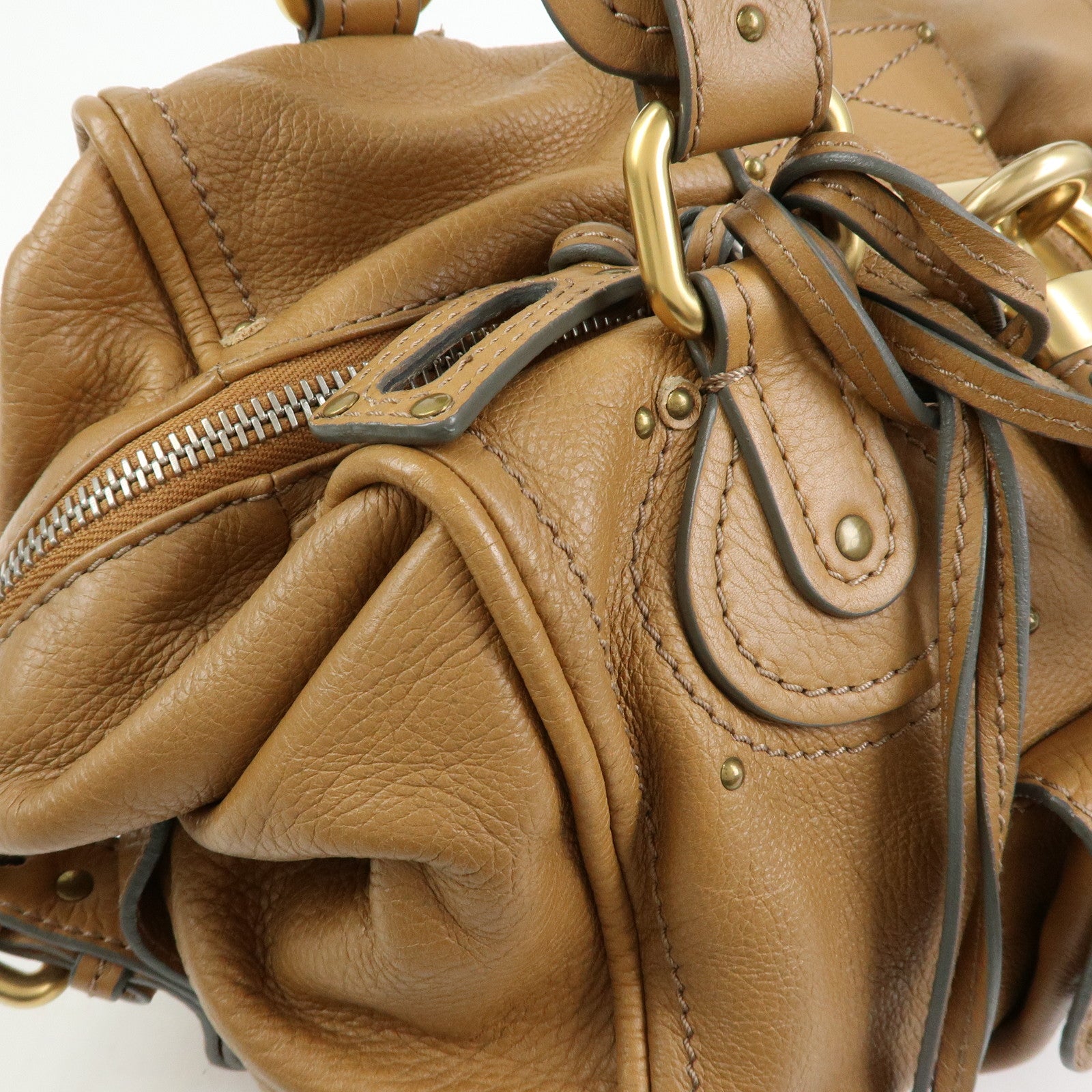 Chloe Paddington Leather Shoulder Bag Boston Bag Brown