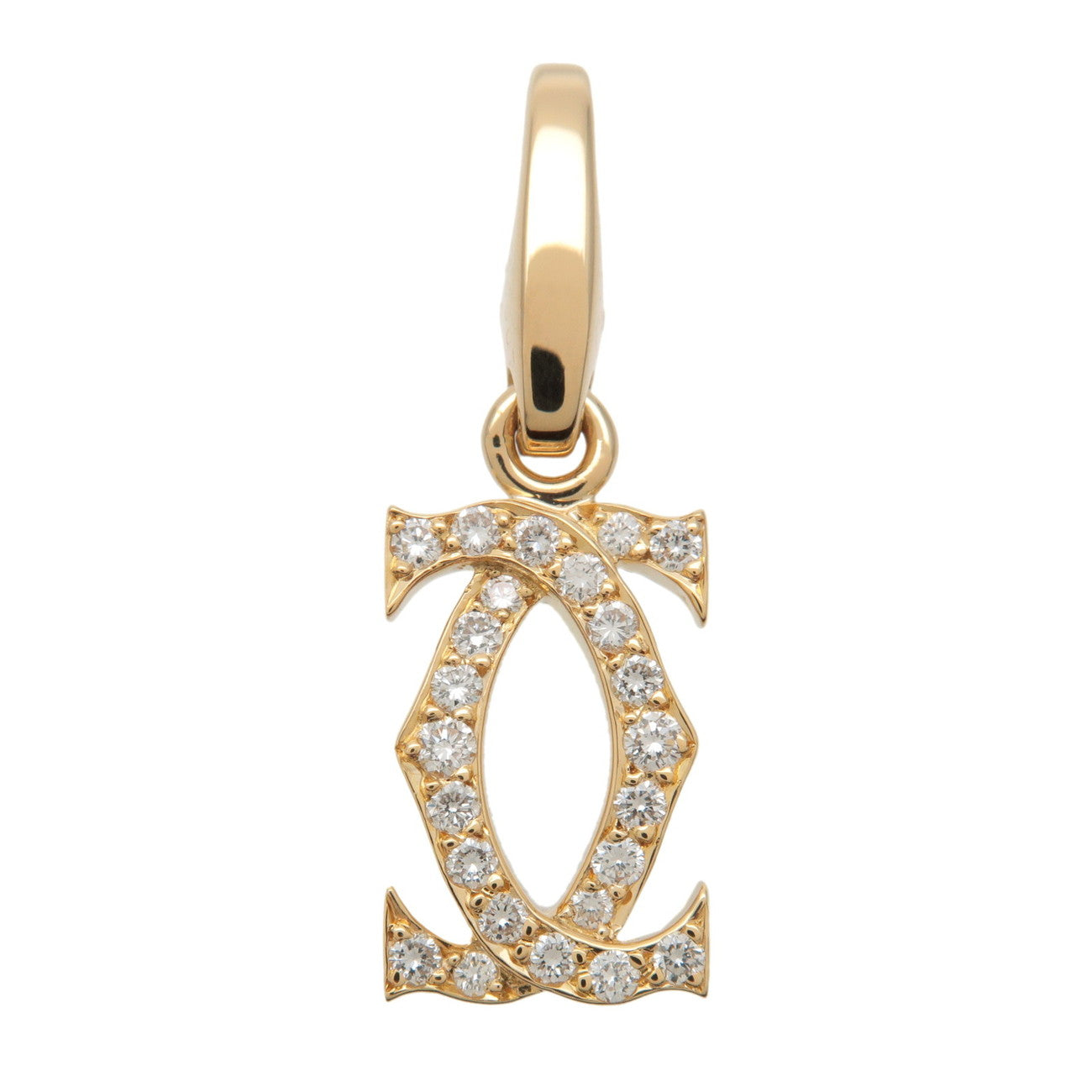 Cartier 2C Diamond Necklace Charm K18YG 750YG Yellow Gold