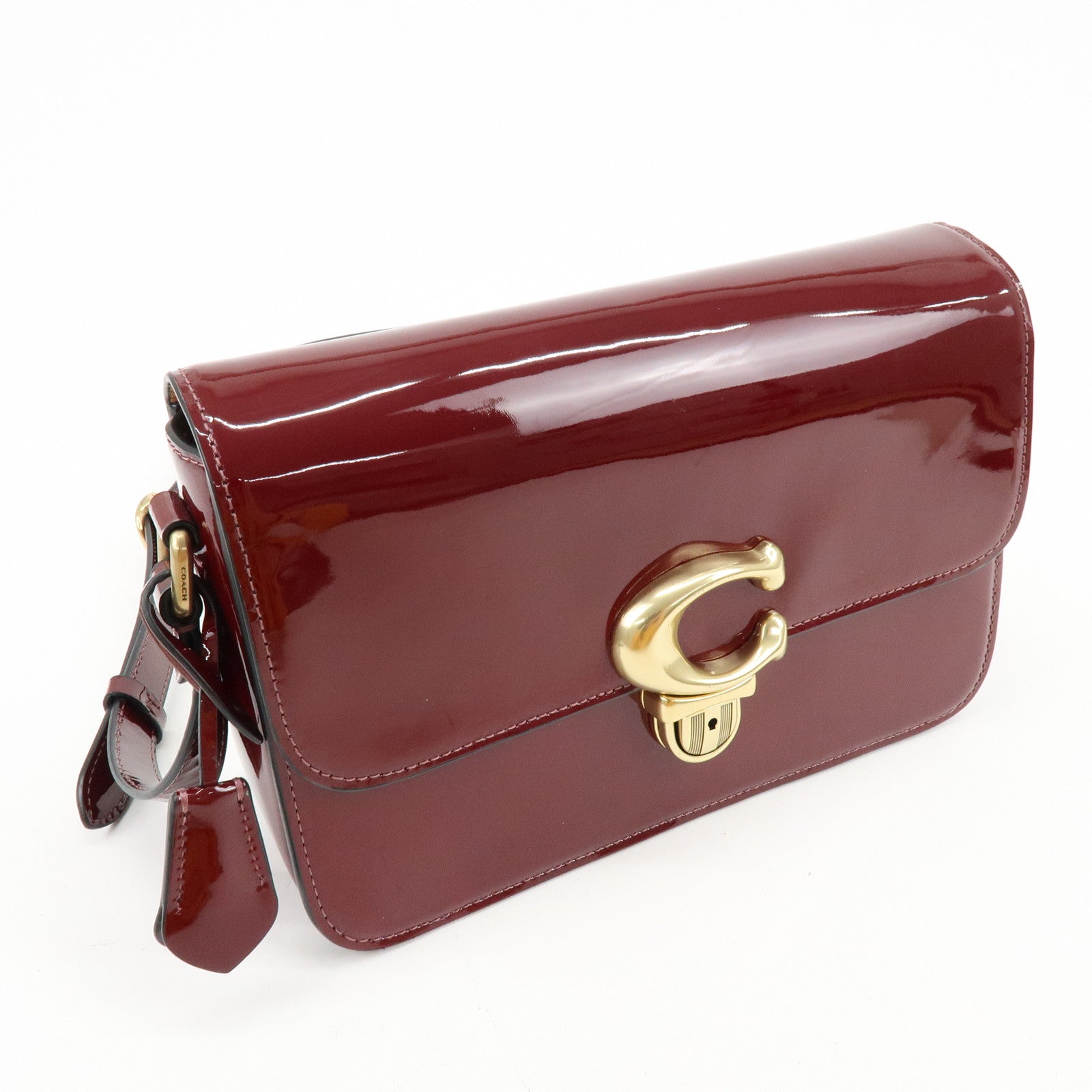 COACH Tabby 26 Patent Leather Shoulder Bag Crossbody Bag Bordeaux