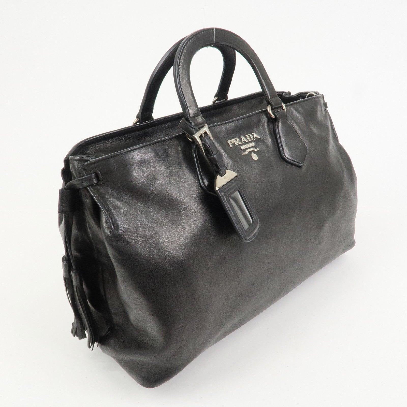 PRADA Logo Nappa Leather 2Way Bag Hand Bag Shoulder Bag Black