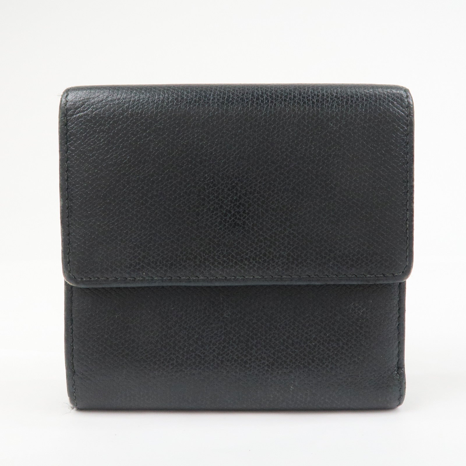 CHANEL COCO Button Leather W Hook Compact Wallet Black  A20902