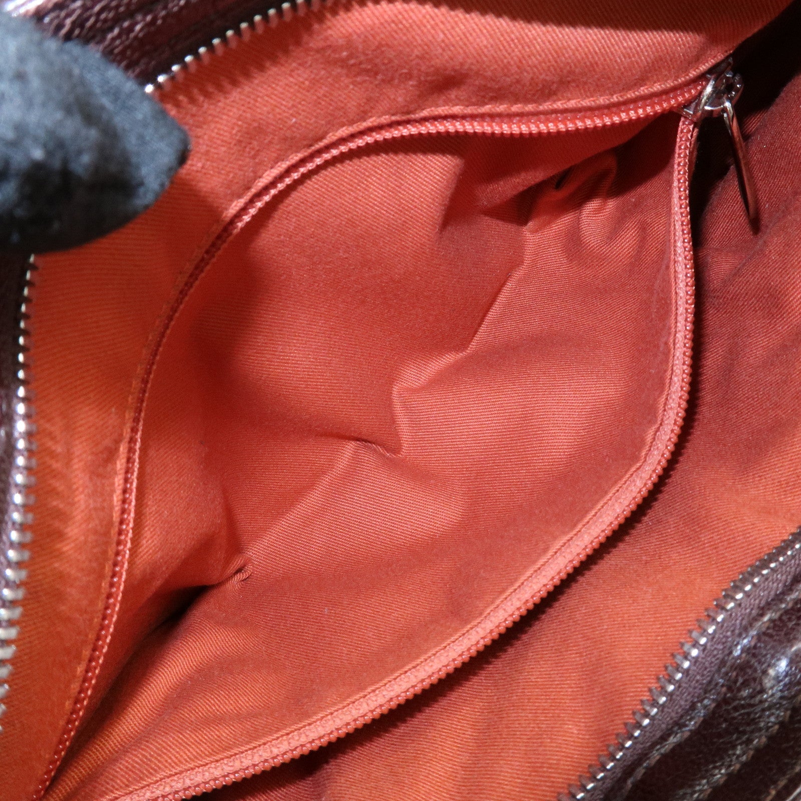 Ferragamo Ganchini Leather Shoulder Bag Hand Bag Dark Brown Used