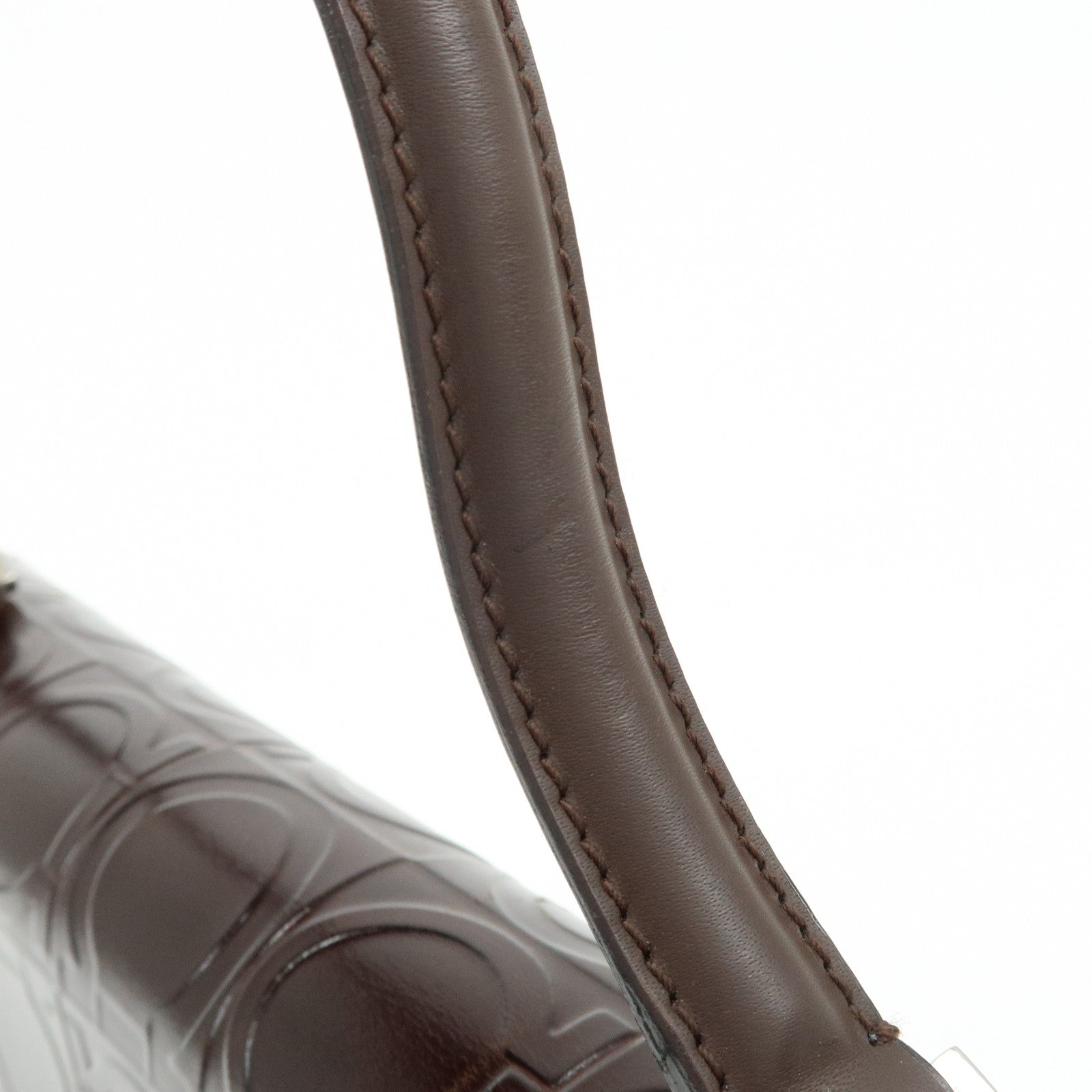 Ferragamo Gancini Leather Shoulder Bag Hand Bag Dark Brown