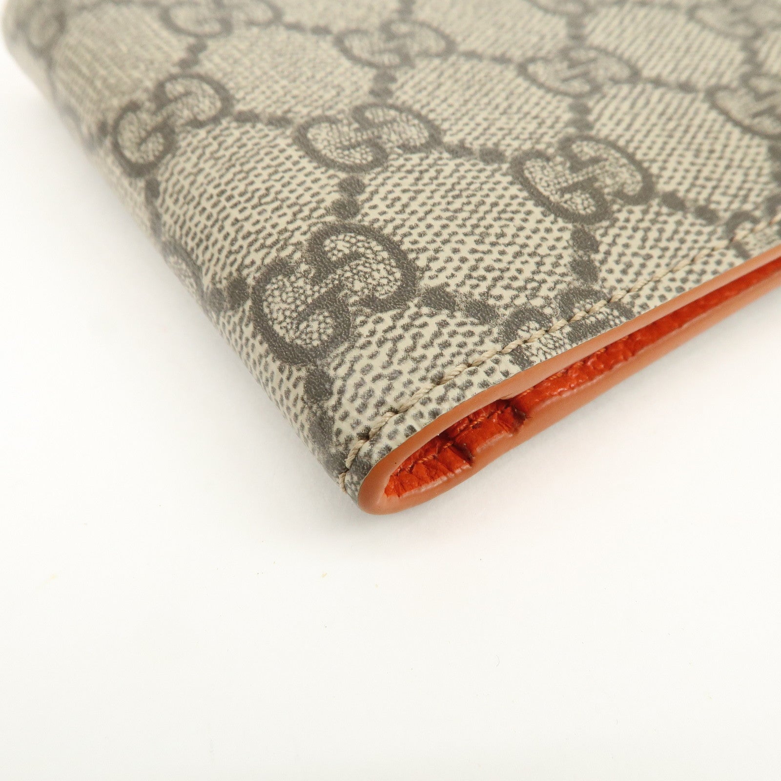 GUCCI GG Supreme Compact Bi-fold Wallet Beige Orange 768244