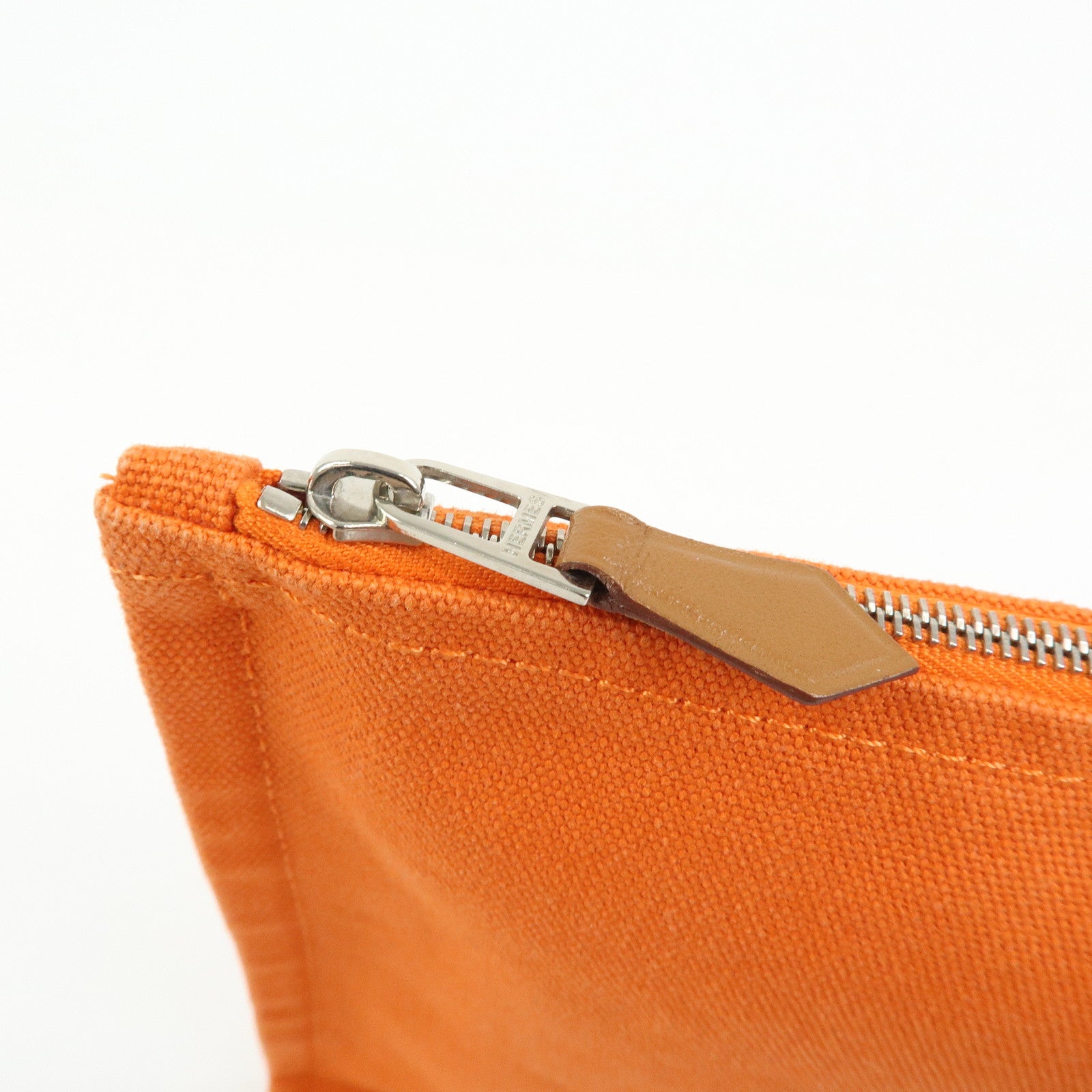 HERMES Yachting GM Canvas Flat Pouch Cosmetic Pouch Orange