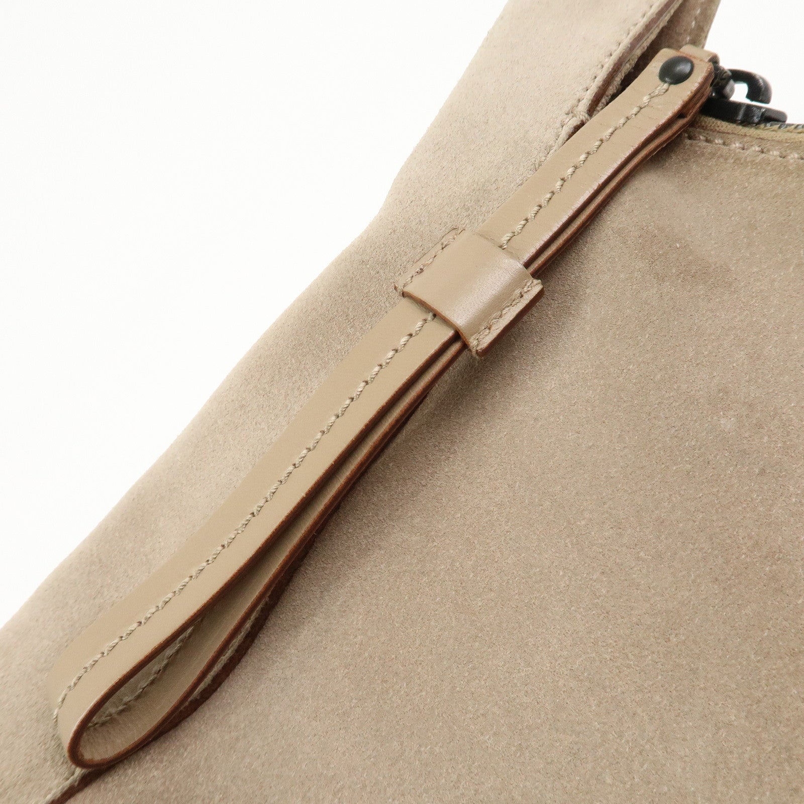 GUCCI Logo Suede Shoulder Bag Hand Bag Beige 101333