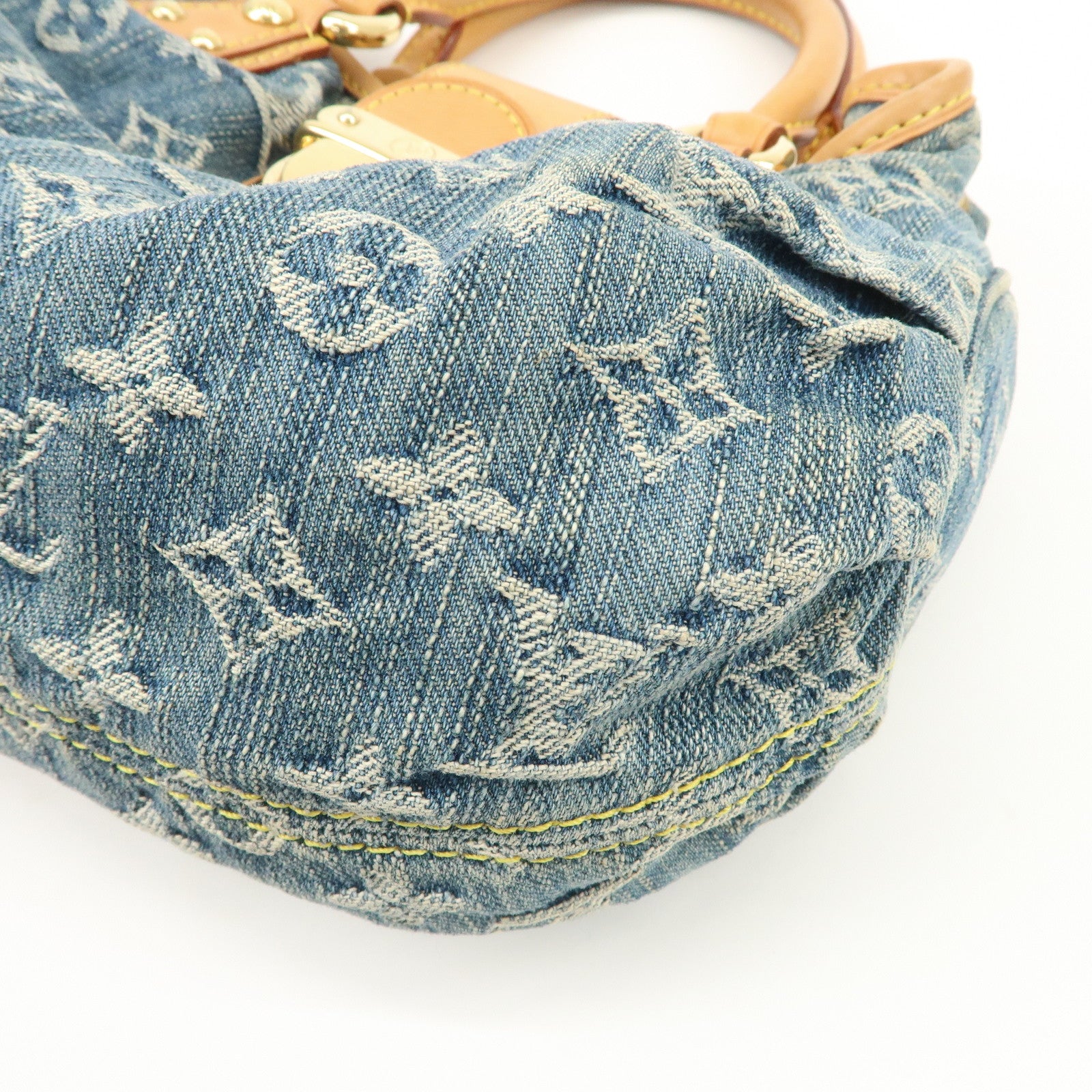 Louis Vuitton Monogram Denim Pleaty Hand Bag Blue M95020 Used
