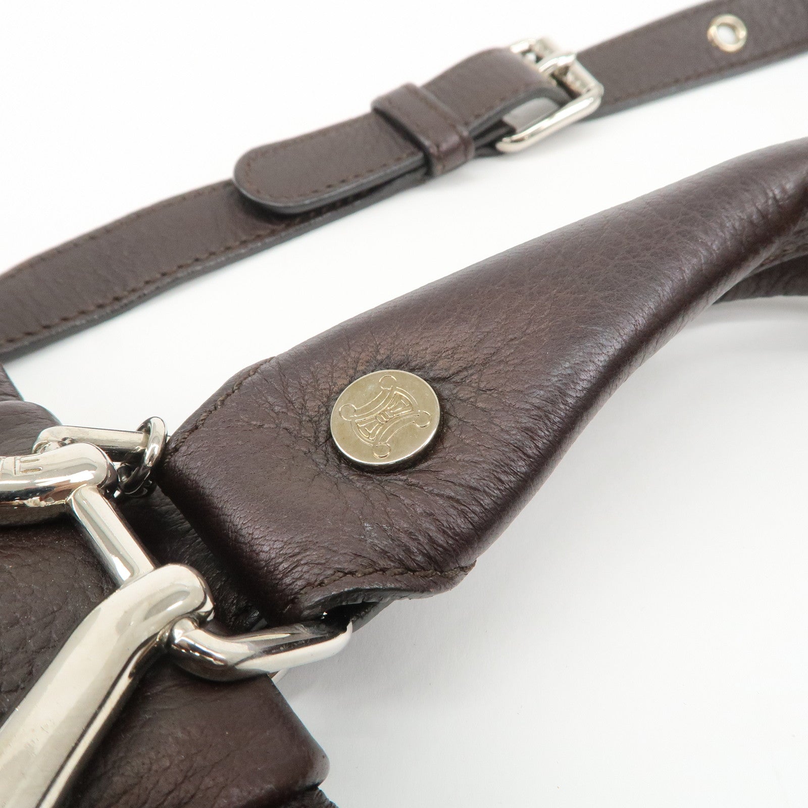 CELINE Macadam Pillow Small Leather 2Way Bag Dark Brown