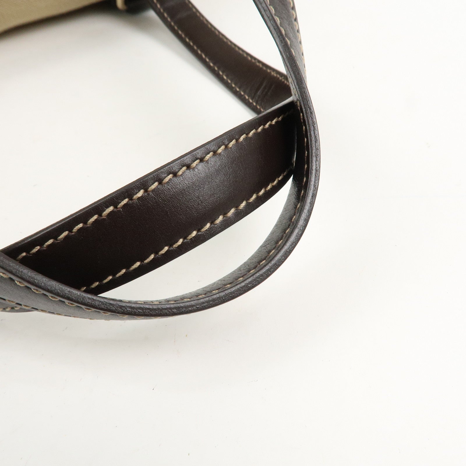 GUCCI Canvas Leather Boston Bag Hand Bag Beige Brown 257288