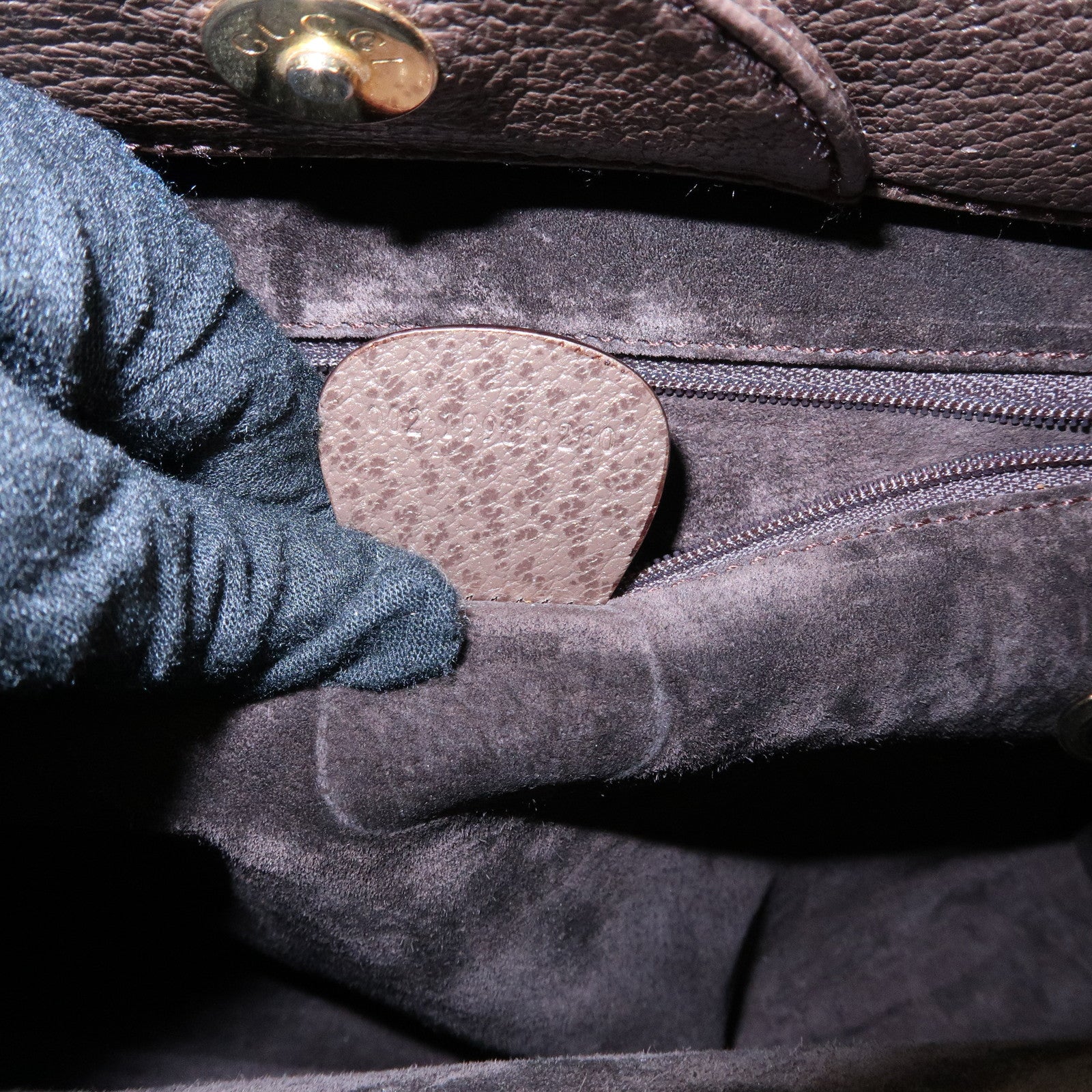 GUCCI Calf Leather Tote Bag Hand Bag Brown 002・1998・0260