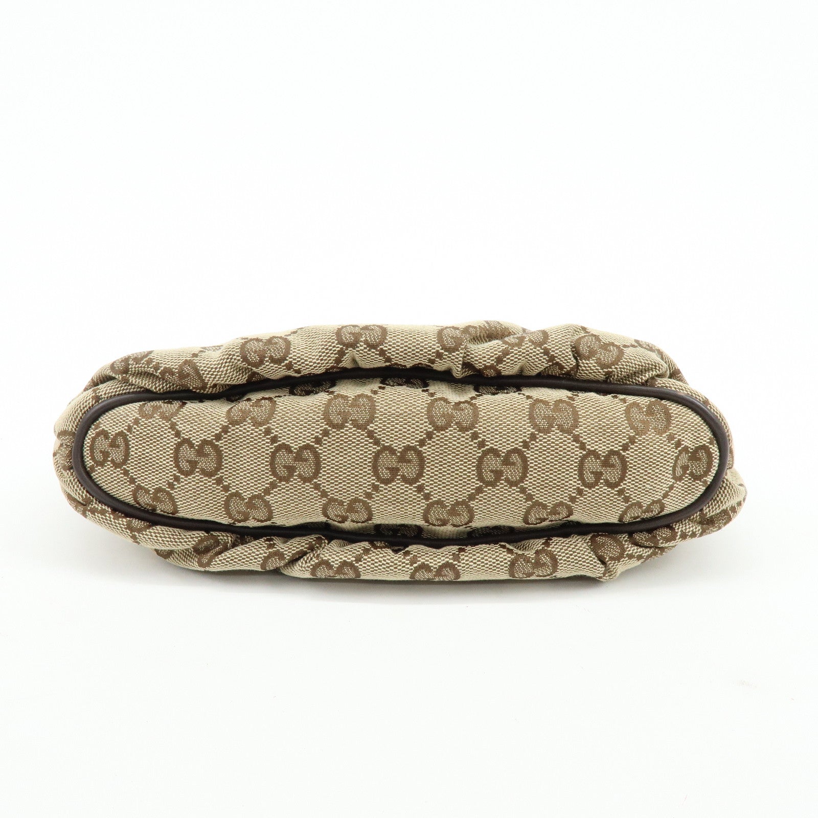 GUCCI Sherry Canvas Leather Accessory Pouch Hand Bag Beige 224093