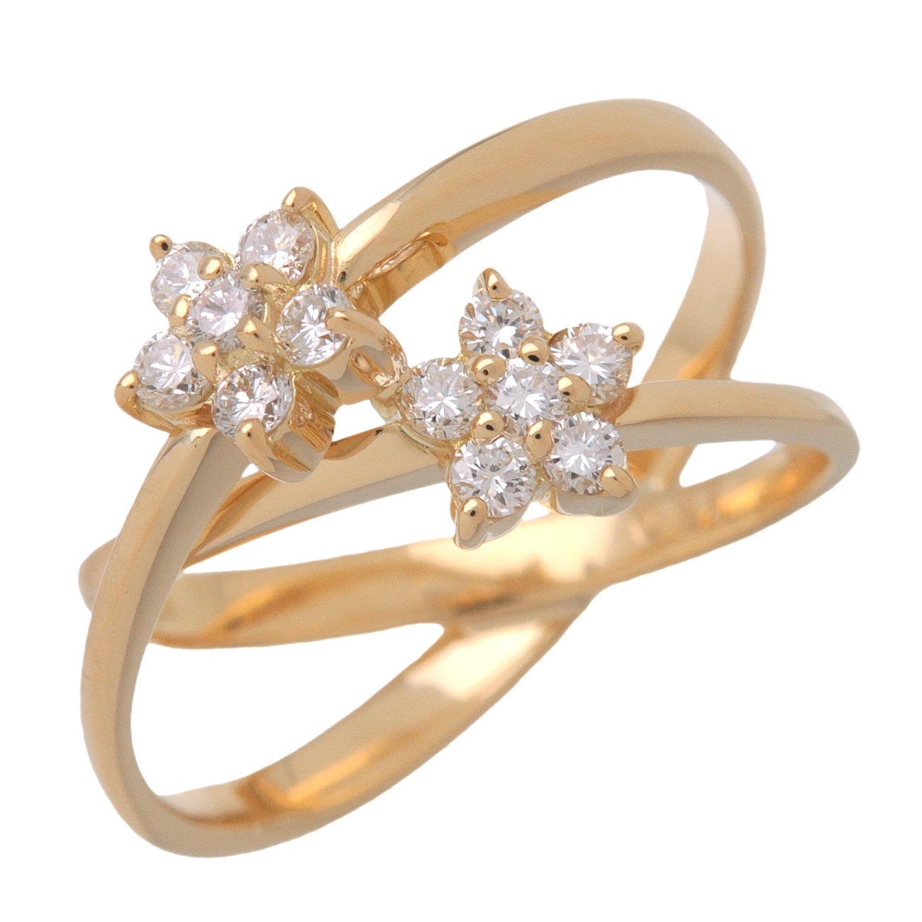 Ponte Vecchio Flower Motif Diamond Ring 0.27ct K18 750YG US5.5 EU51