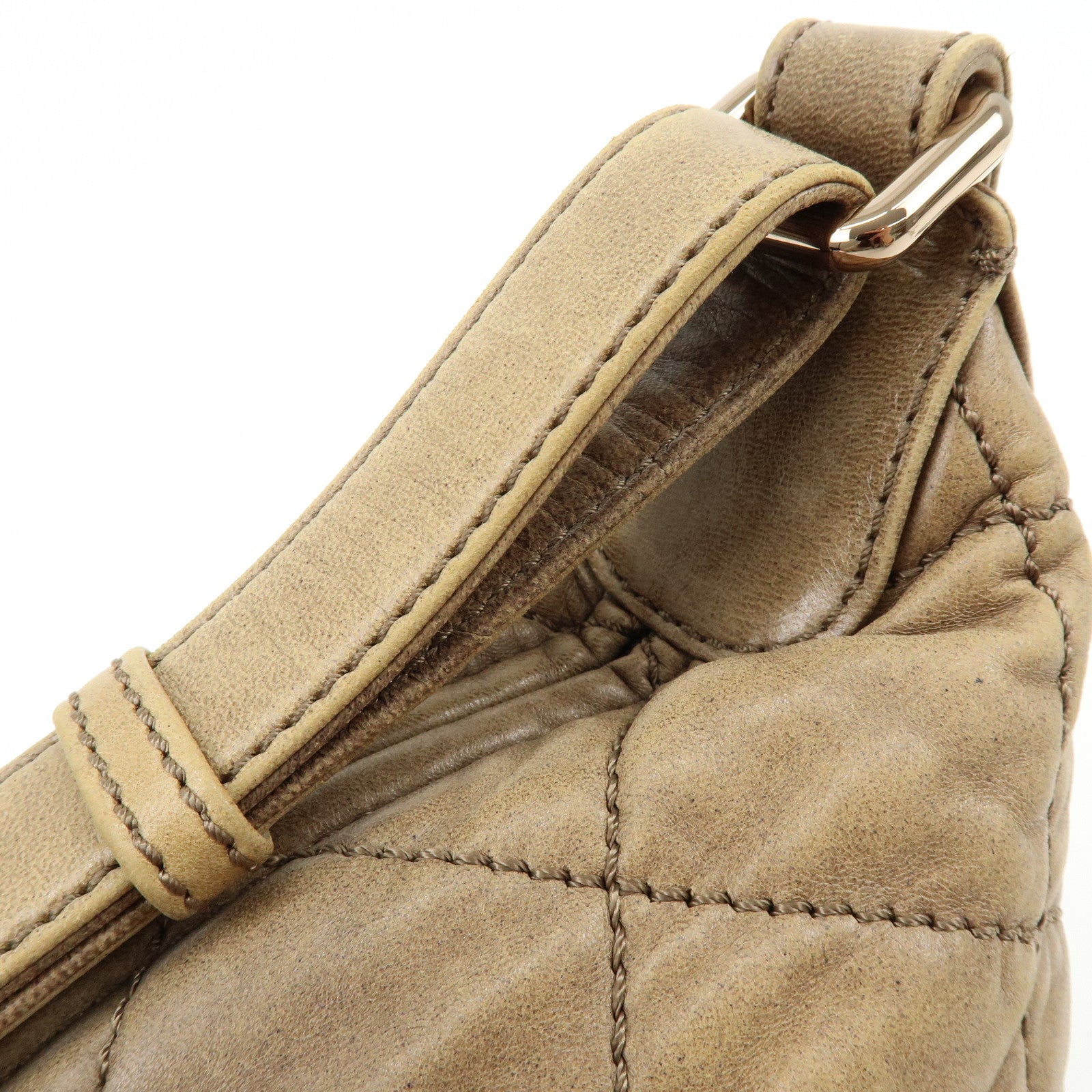 CHANEL Wild Stitch Lamb Skin Shoulder Bag Brown