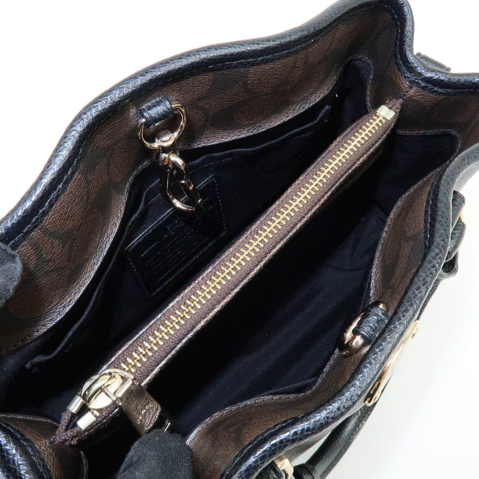 COACH Signature Margot Set of 2 PVC Leather Shoulder Hand Bag Brown