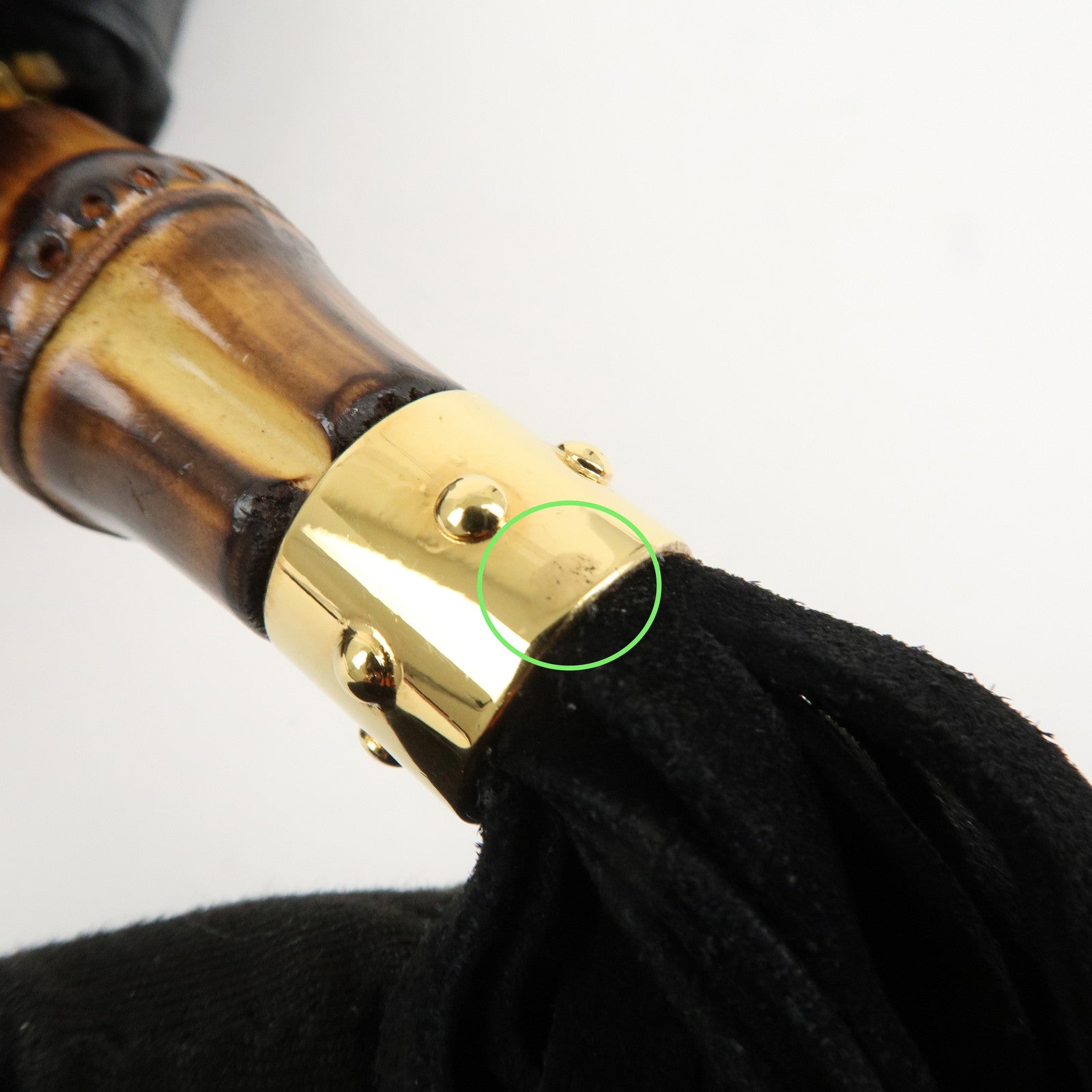 GUCCI Bamboo Leather Clutch Bag Black Gold Hardware 218496 Used