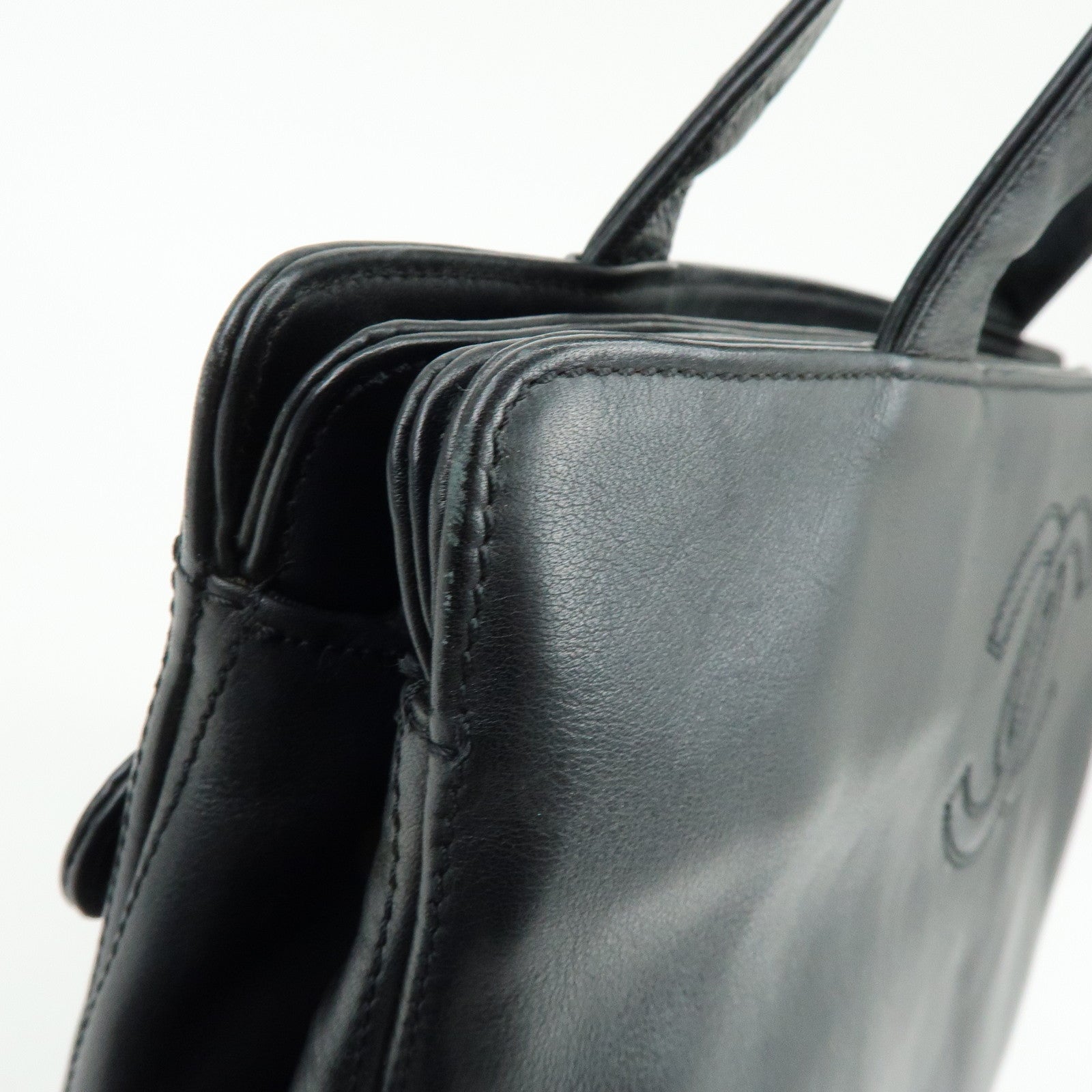 CHANEL COCO Mark Calf Leather Tote Bag Shoulder Bag Black A14305