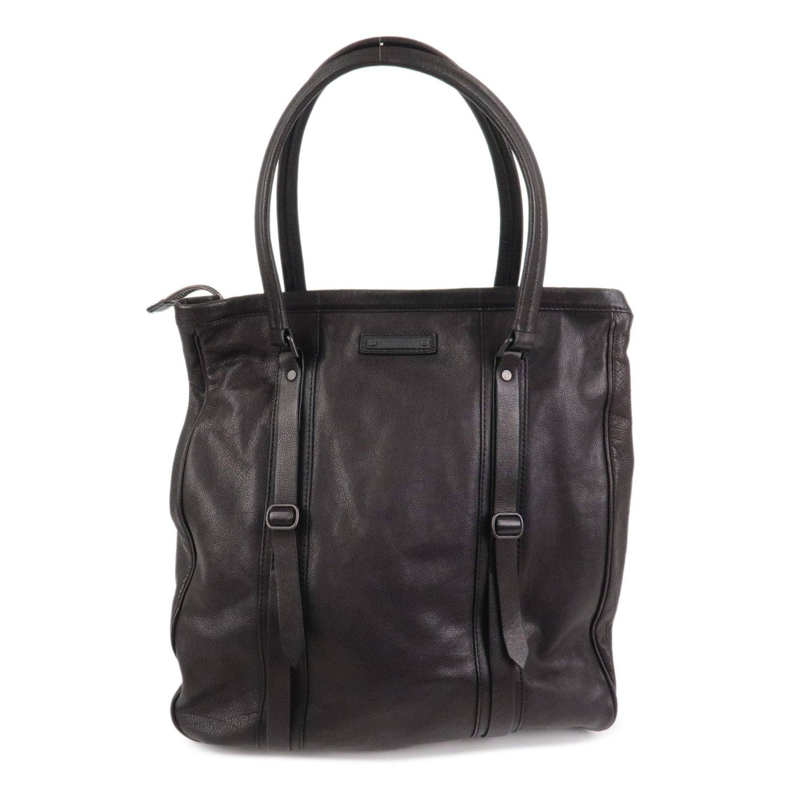 BURBERRY Logo Leather Tote Bag Shoulder Bag Black