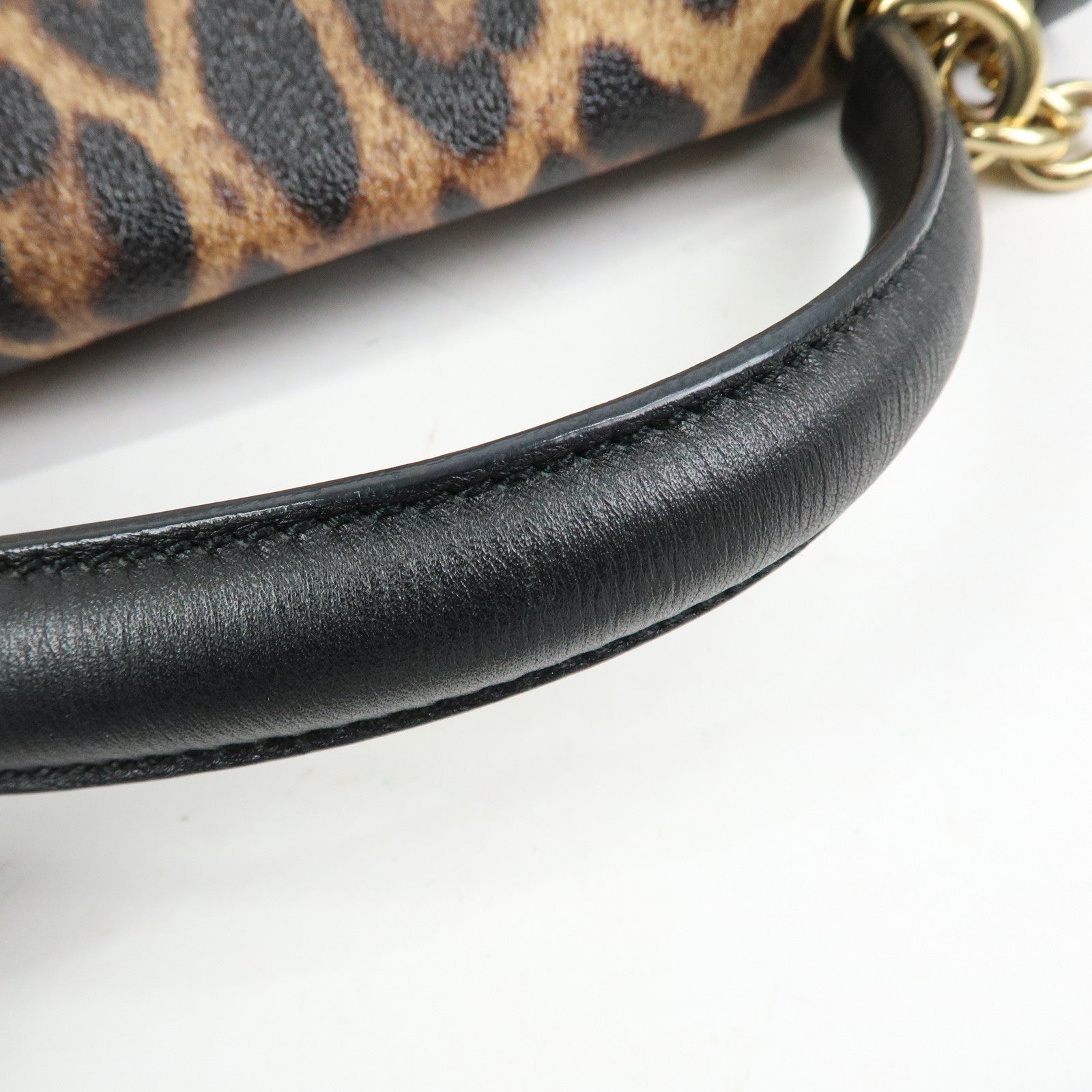 Dolce&Gabbana Leopard PVC Leather 2Way Bag Hand Bag Brown Black