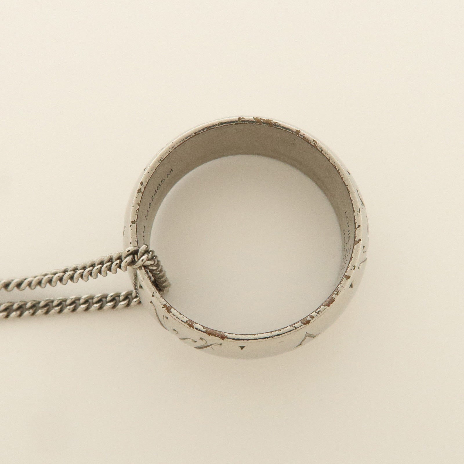 Louis Vuitton Monogram Metal Ring Necklace Silver M62485