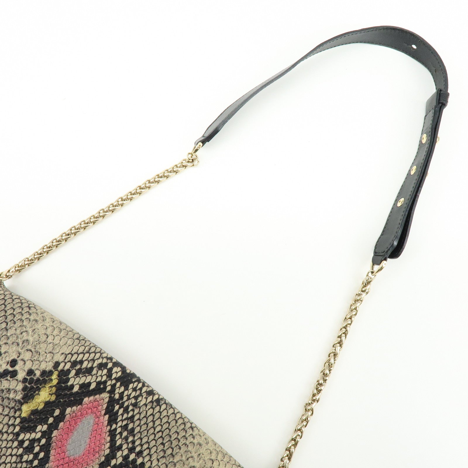 FURLA Metropolis Embossed Leather Chain Shoulder Bag Beige Pink