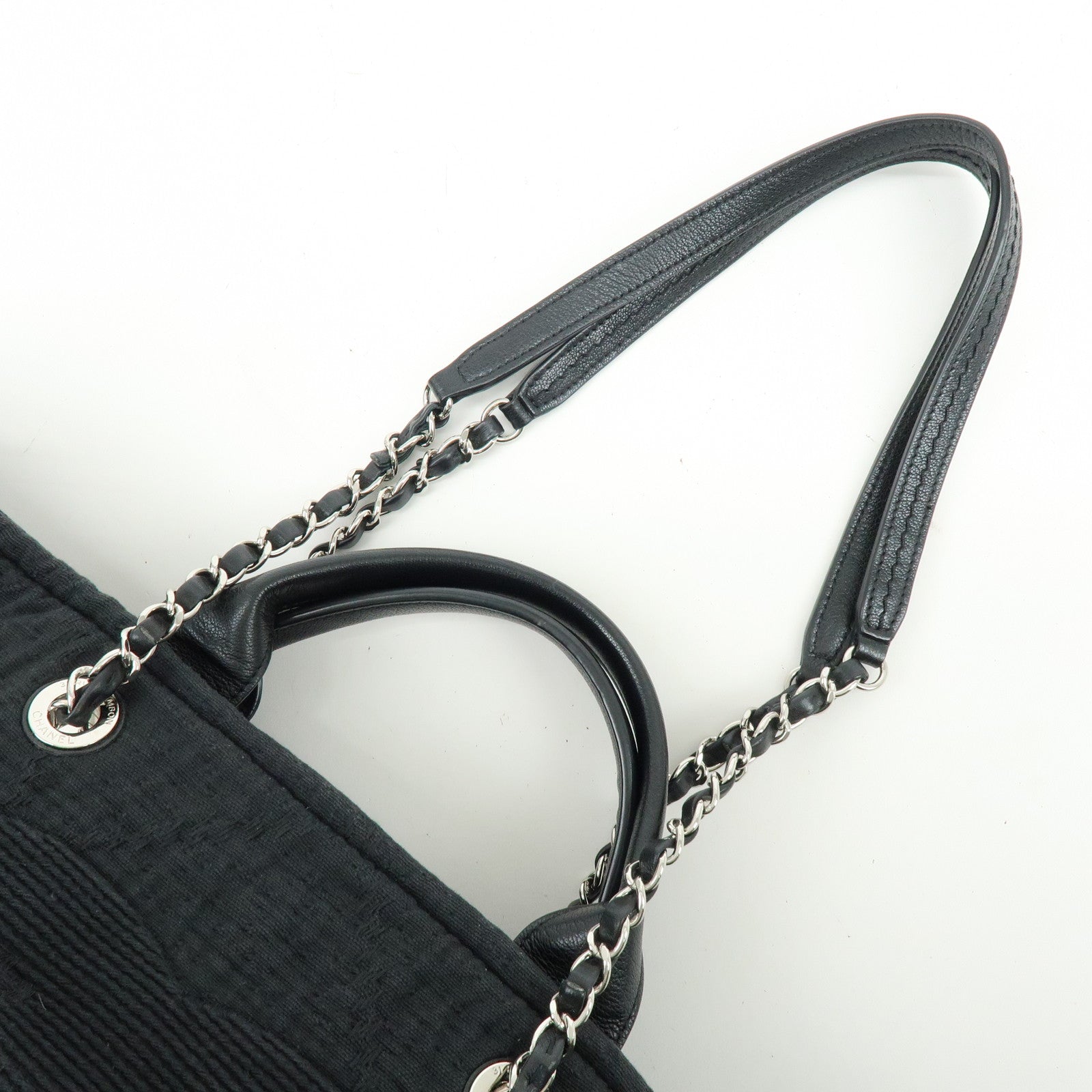 CHANEL COCO Mark Canvas Leather Chain Shoulder Bag Tote Bag A57180