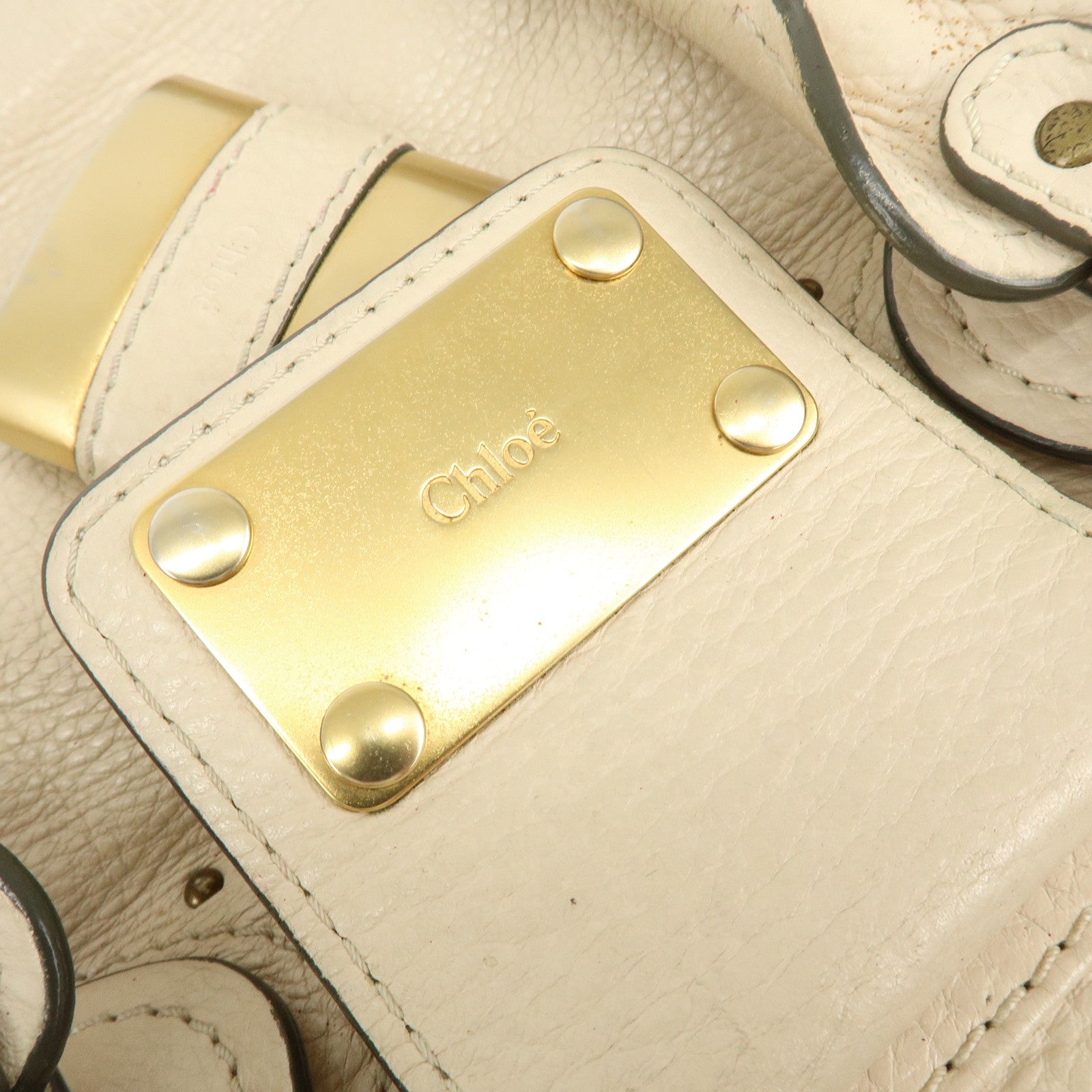 Chloe Paddington Leather Tote Bag Hand Bag White