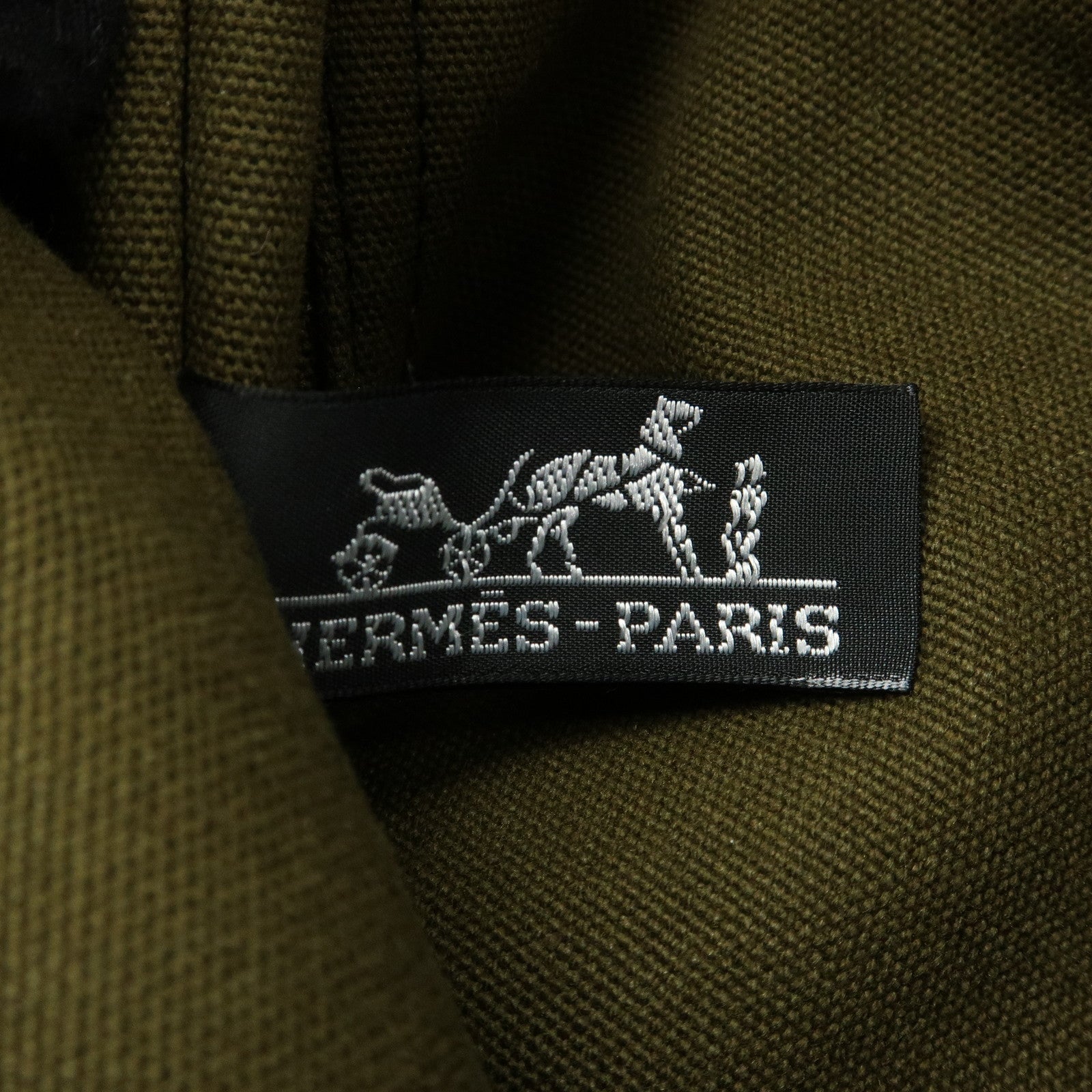 HERMES Fourre Tout PM Canvas Tote Bag Hand Bag Navy Khaki