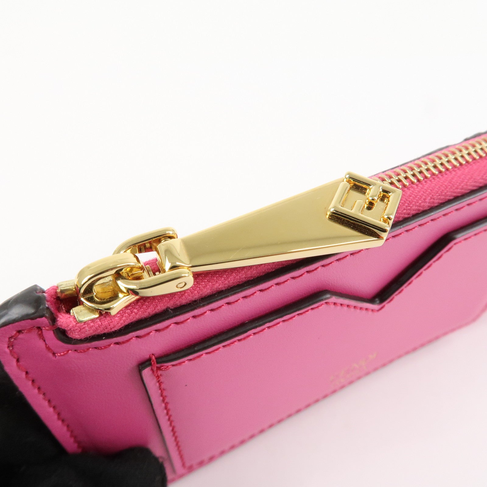 FENDI Peekaboo Leather Card Case Fragment Case Coin Case Pink 8M0489 Used