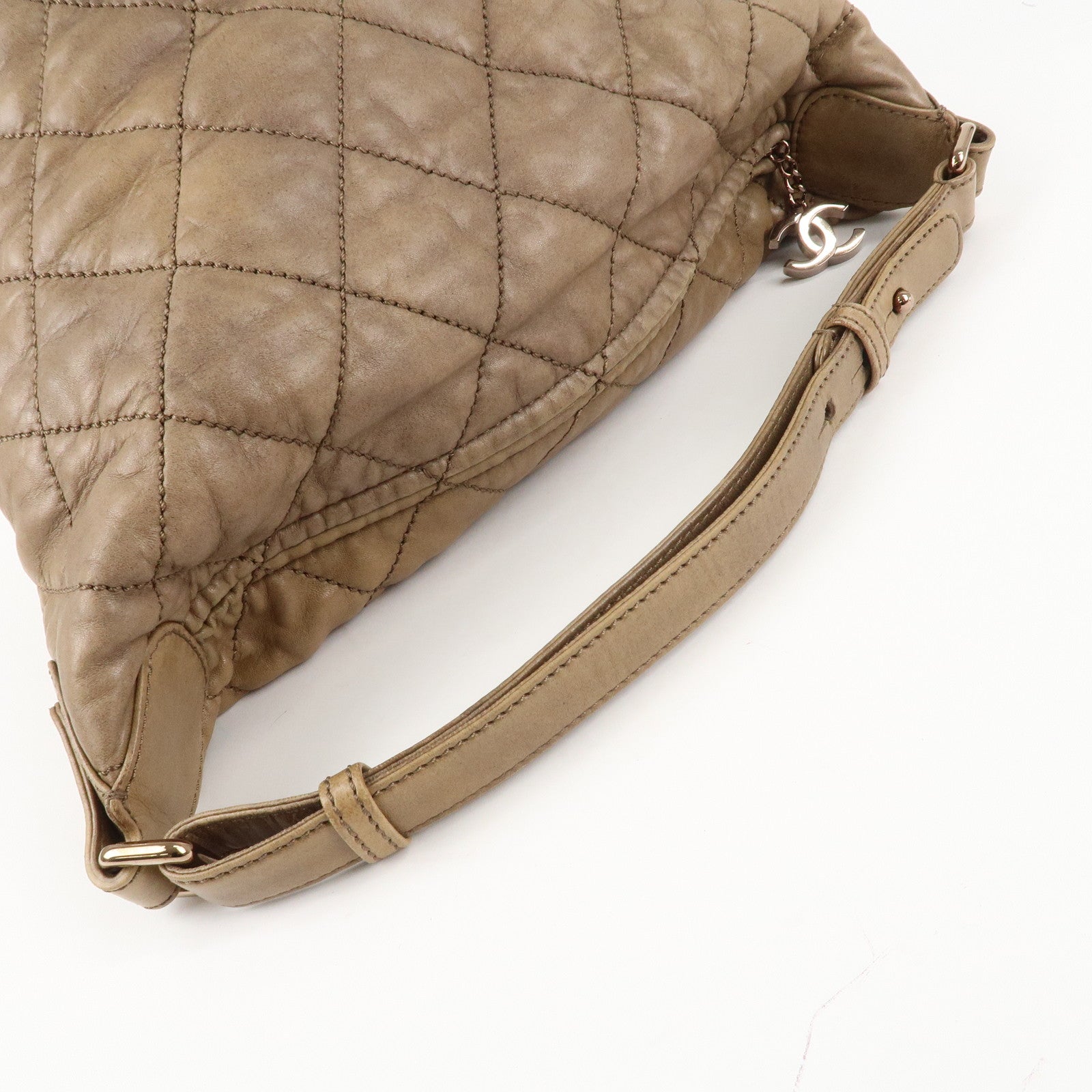 CHANEL Wild Stitch Leather Shoulder Bag Hand Bag Brown Used