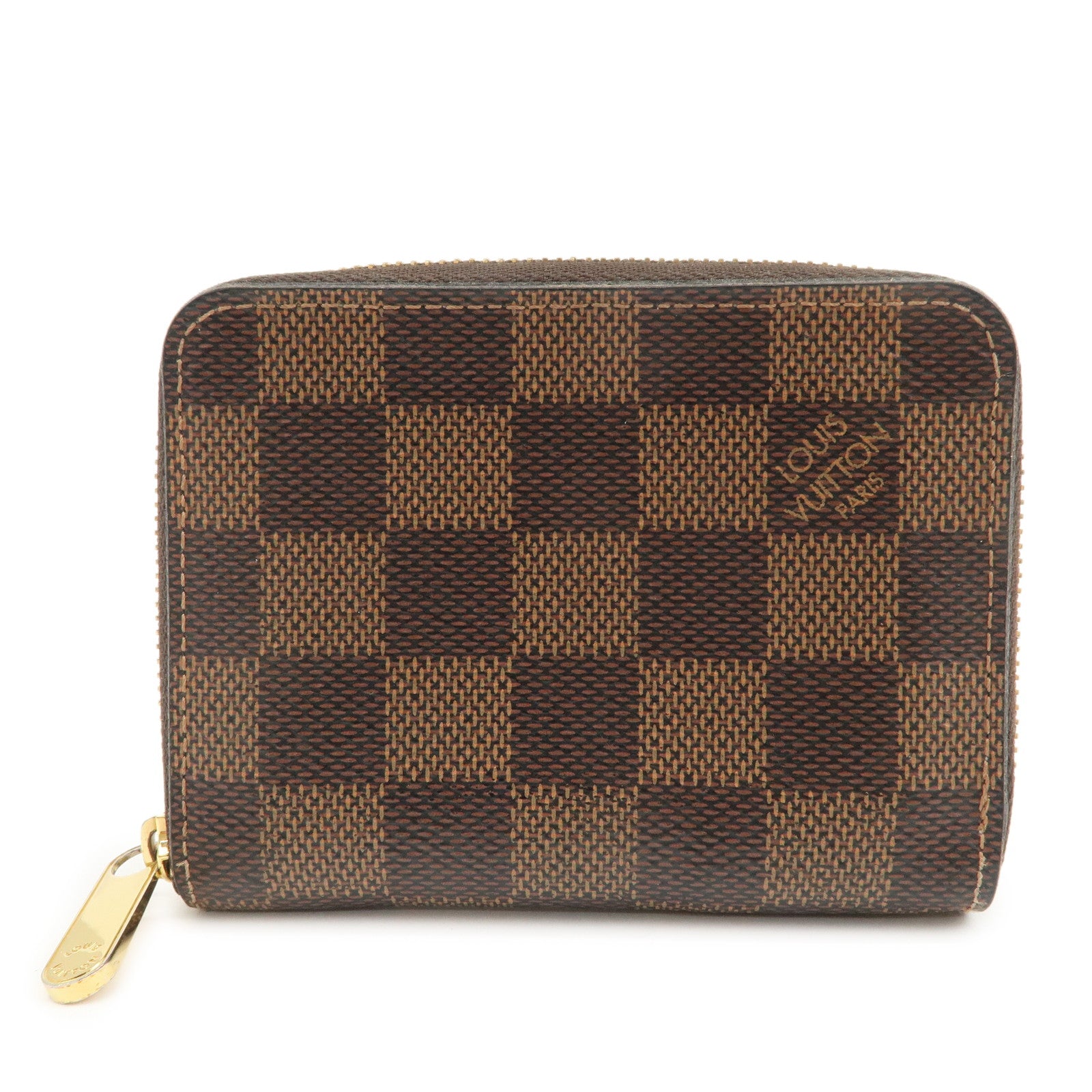 Louis Vuitton Damier Zippy Round Coin Purse Damier Ebene N60213