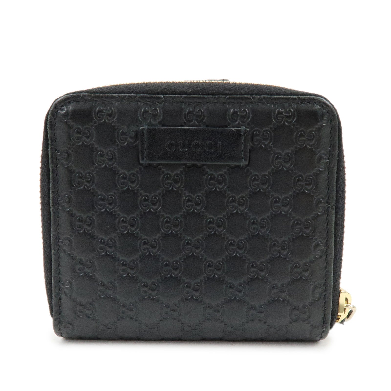 GUCCI Micro Guccissima Leather Bi-Fold Compact Wallet  Black 449395