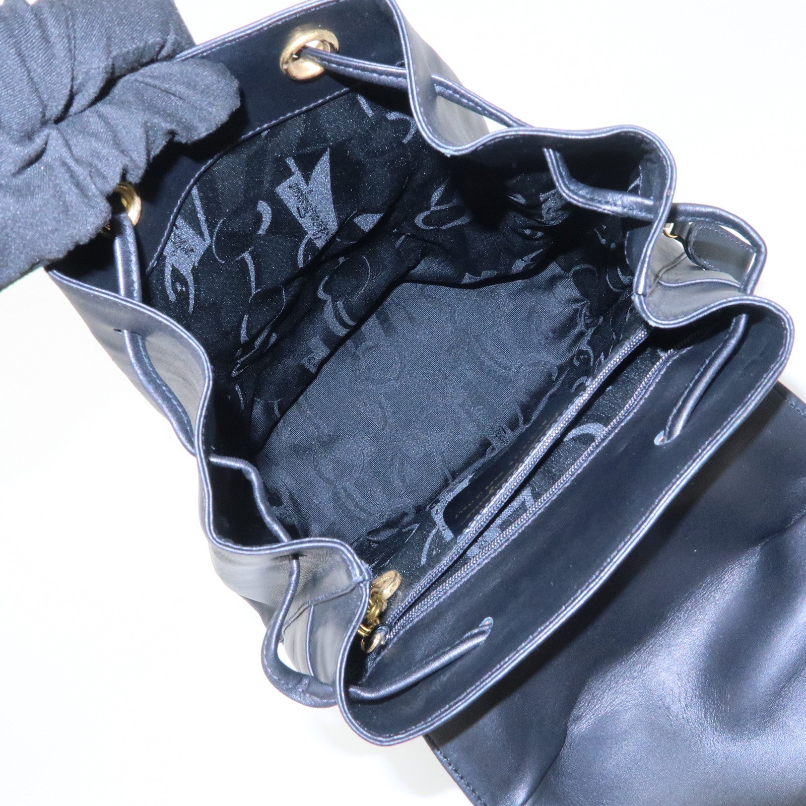 Ferragamo Gancini Leather Backpack Rucksack Black BV216148