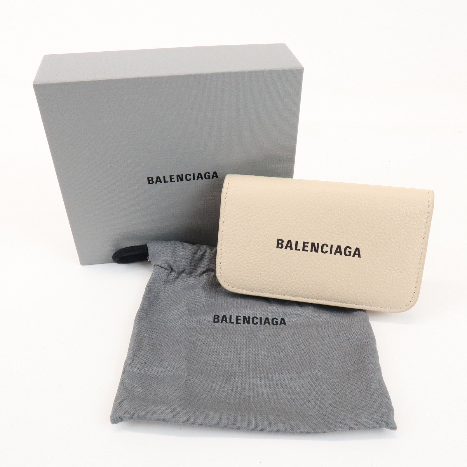 BALENCIAGA CASH Leather 6 Rings Key Case Key Holder Beige
