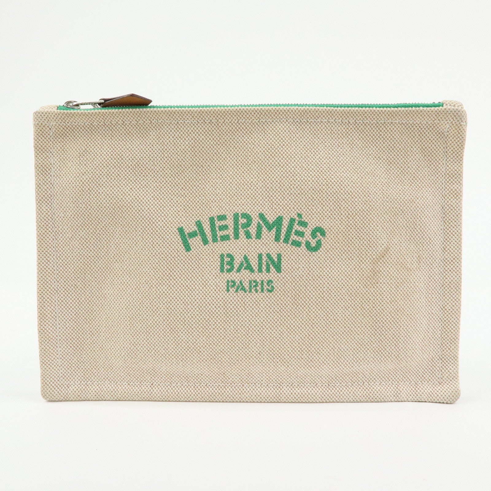 HERMES Bolide Set of 3 Canvas Pouch Cosmetic Case Orange Pink Beige