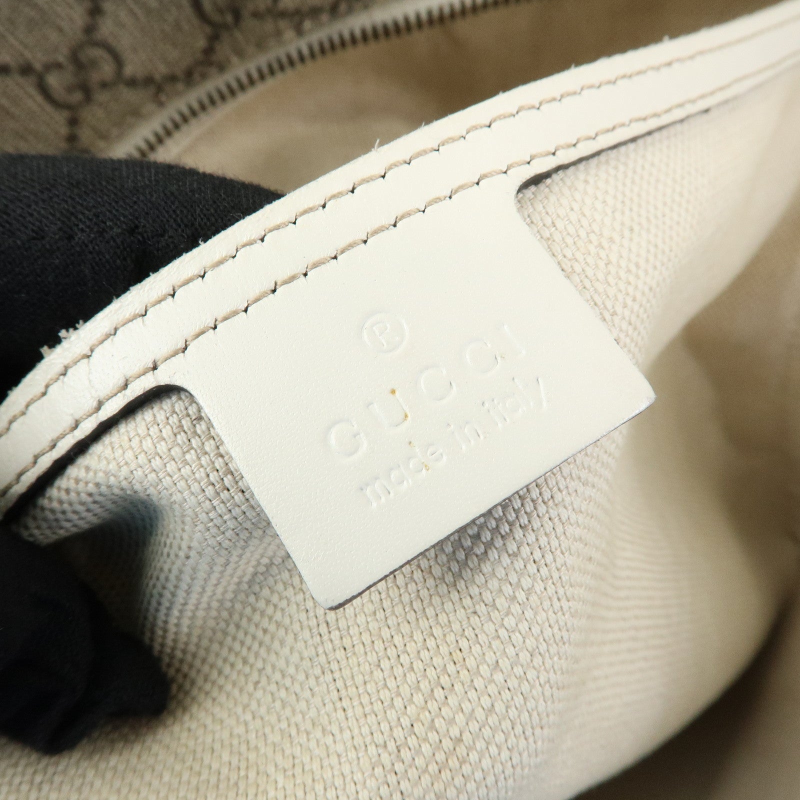 GUCCI GG Supreme Leather Tote Bag Shoulder Bag Beige White 211137
