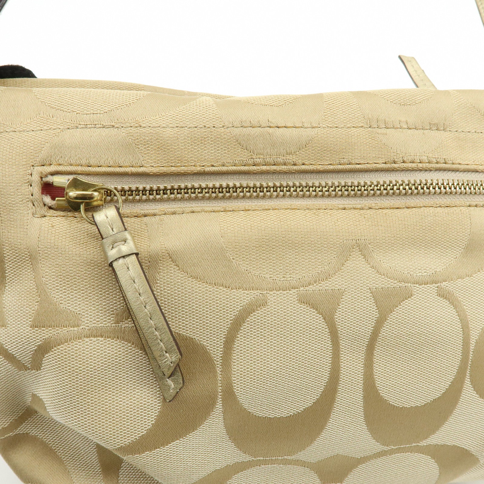 COACH Signature Set of 2 Canvas Leather Shoulder Bag Brown Beige