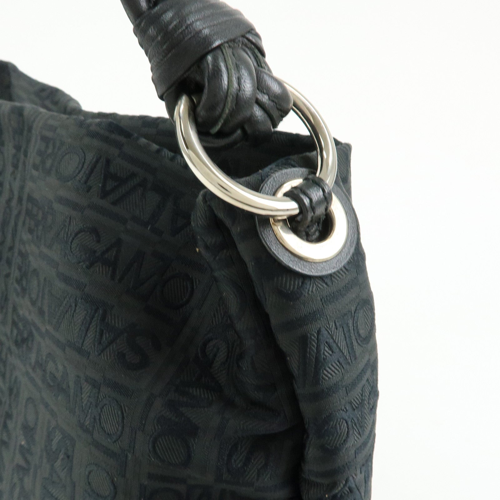 Ferragamo Canvas Leather Shoulder Bag Tote Bag Hand Bag Black