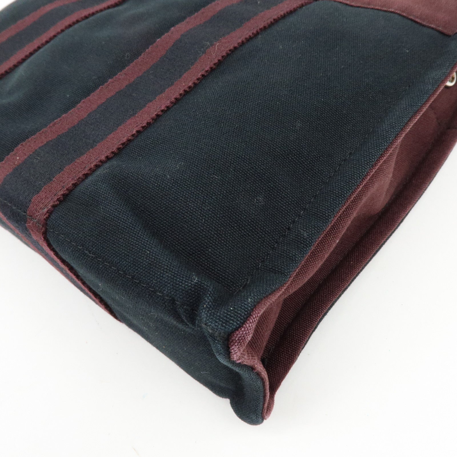 HERMES Fourre Tout PM Canvas Hand Bag Tote Bag Black Bordeaux