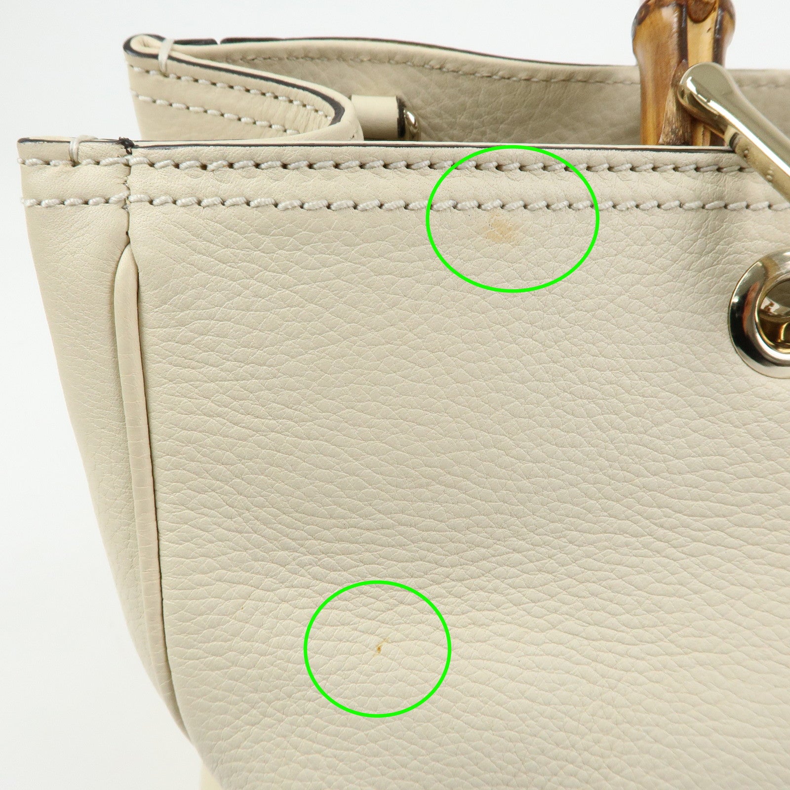 GUCCI Bamboo Shopper Medium 2Way Bag Shoulder Bag Ivory 323660