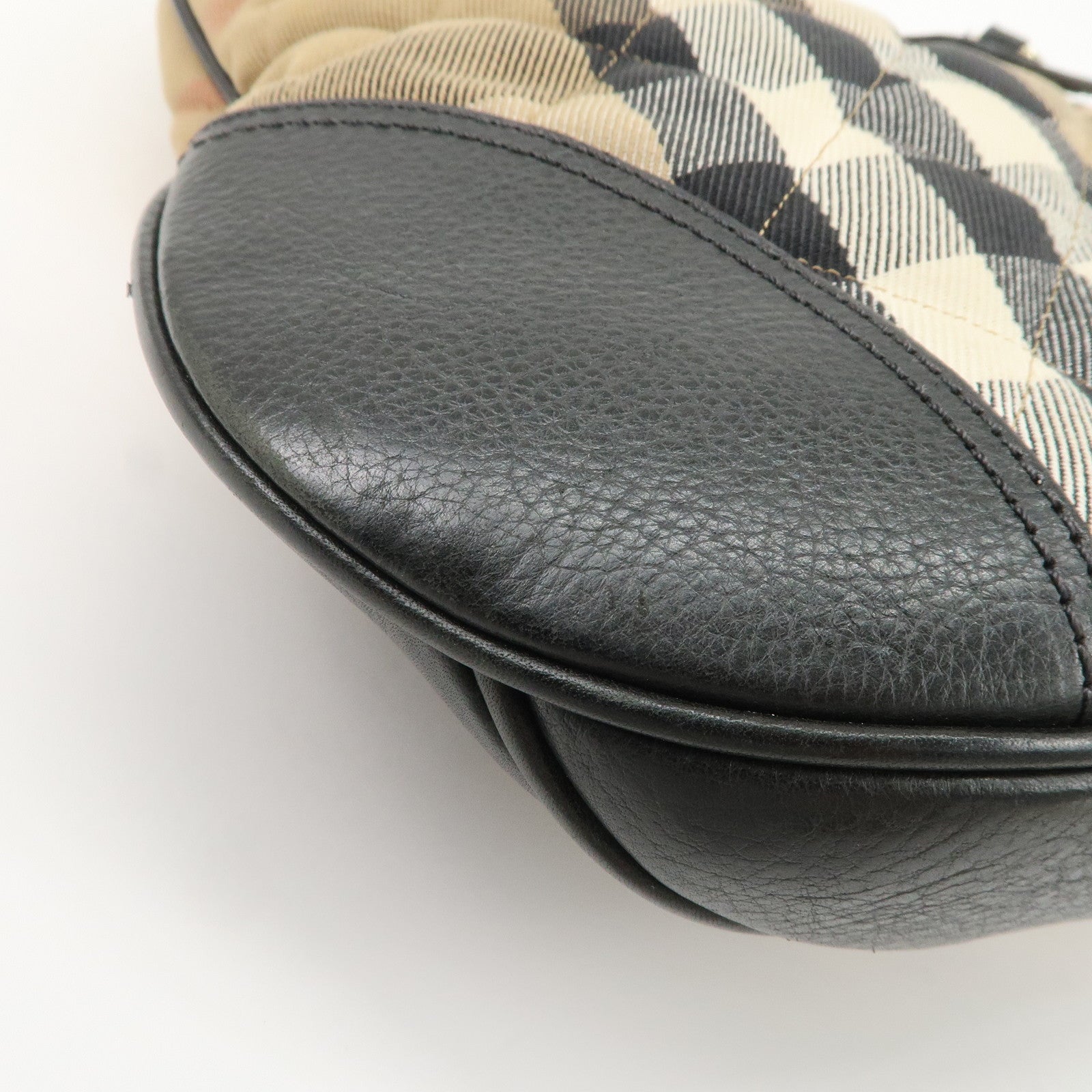 BURBERRY Cotton Leather Shoulder Bag Nova Plaid Brown Black