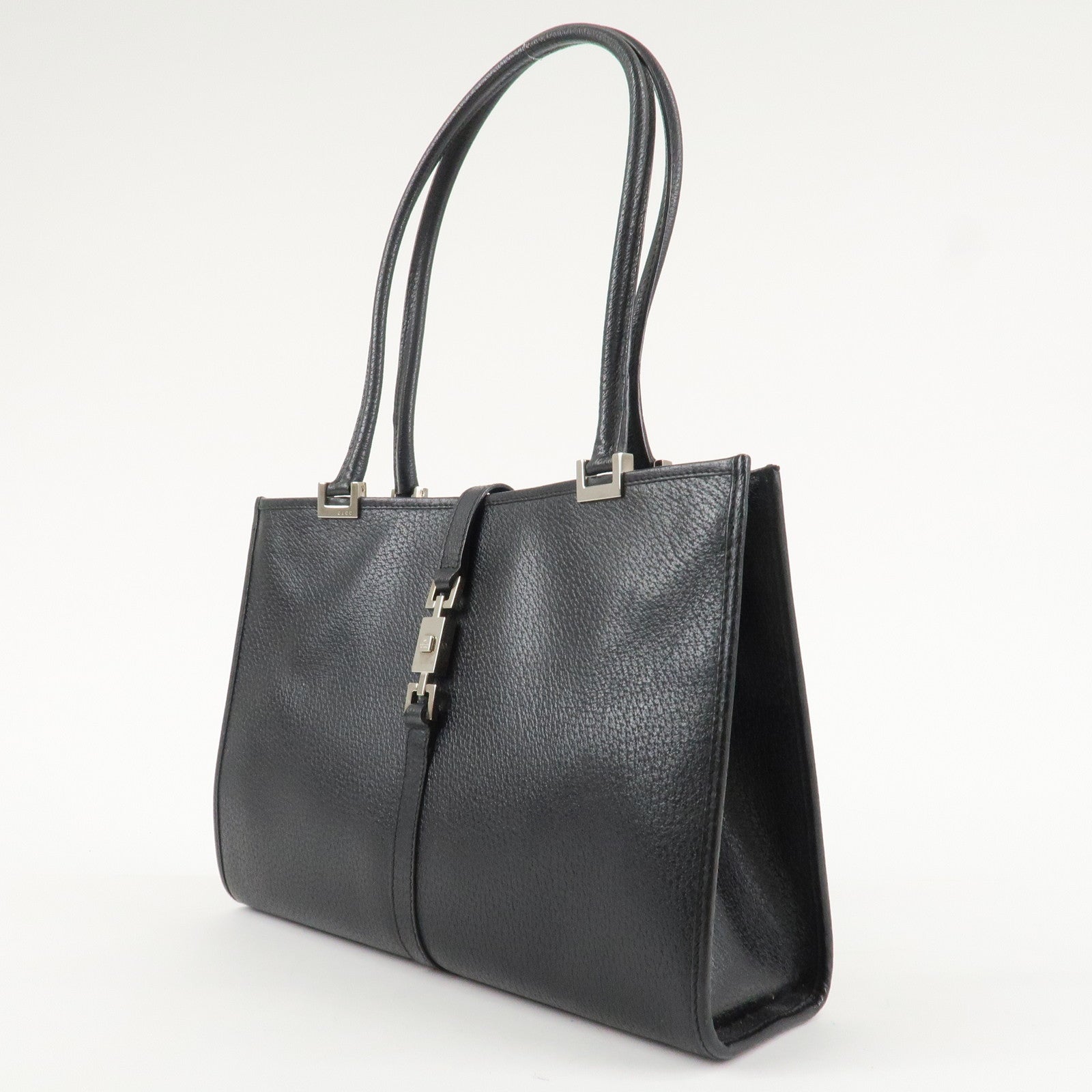 GUCCI Jackie Leather Shoulder bag Tote Bag 002.1073 Black Silver HDW Used