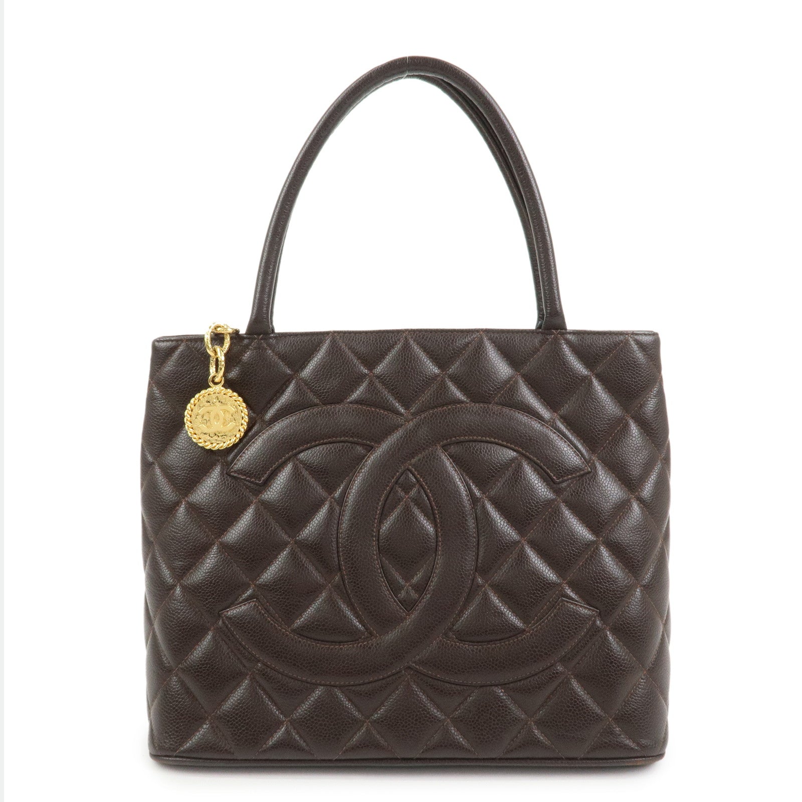 CHANEL Matelasse Caviarskin Medallion Tote Bag Hand Bag A01804
