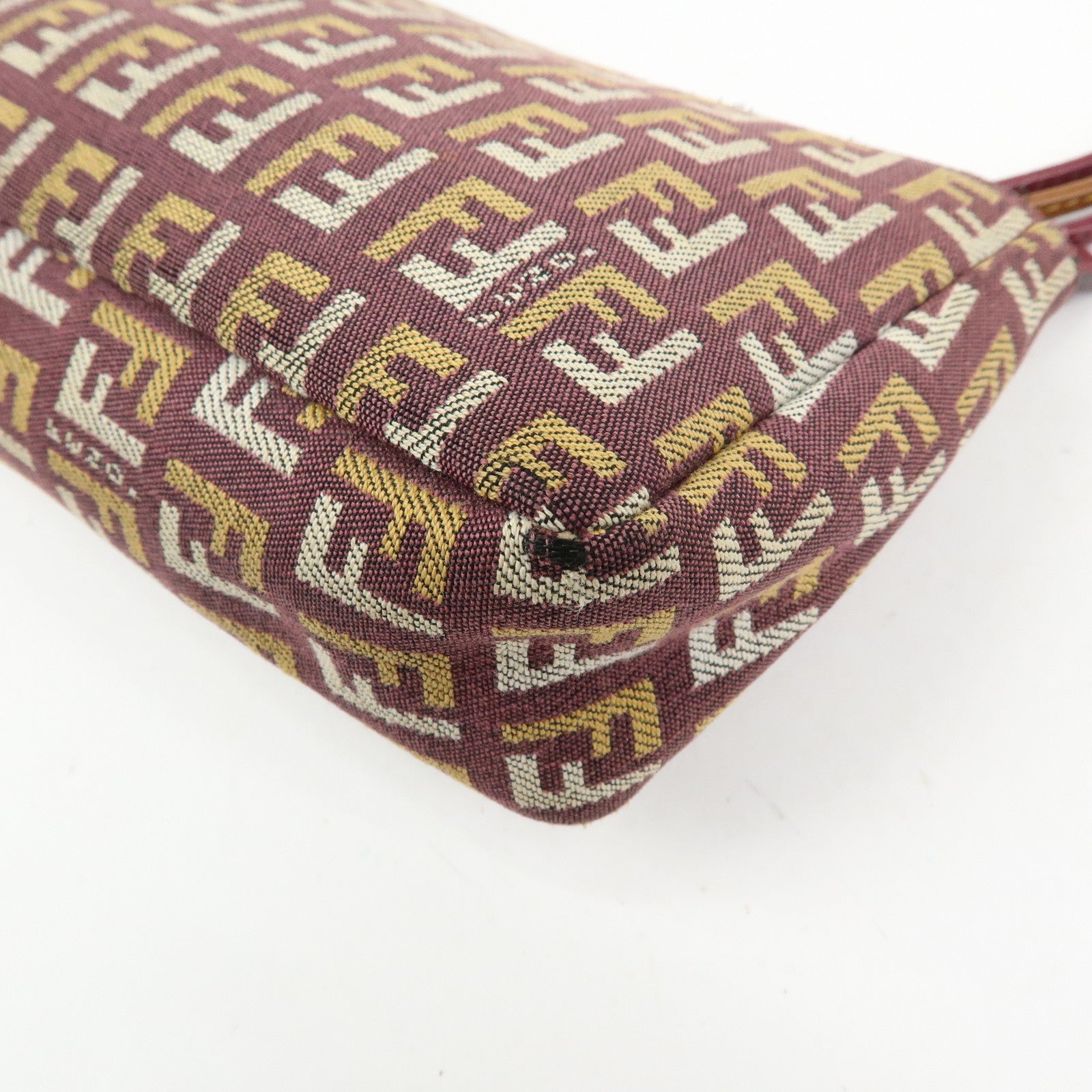 FENDI Zucchino Canvas Leather Hand Bag Pouch Brown 8BR513