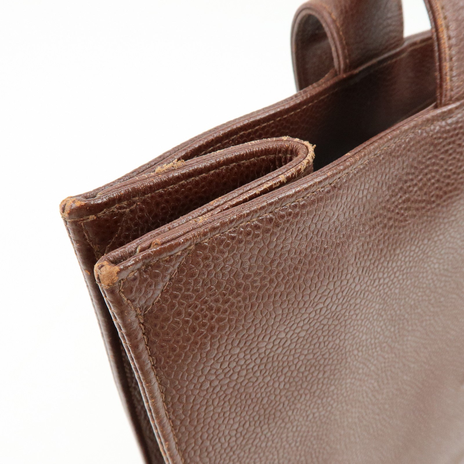 CHANEL COCO Mark Caviarskin Tote Bag Shoulder Bag Brown