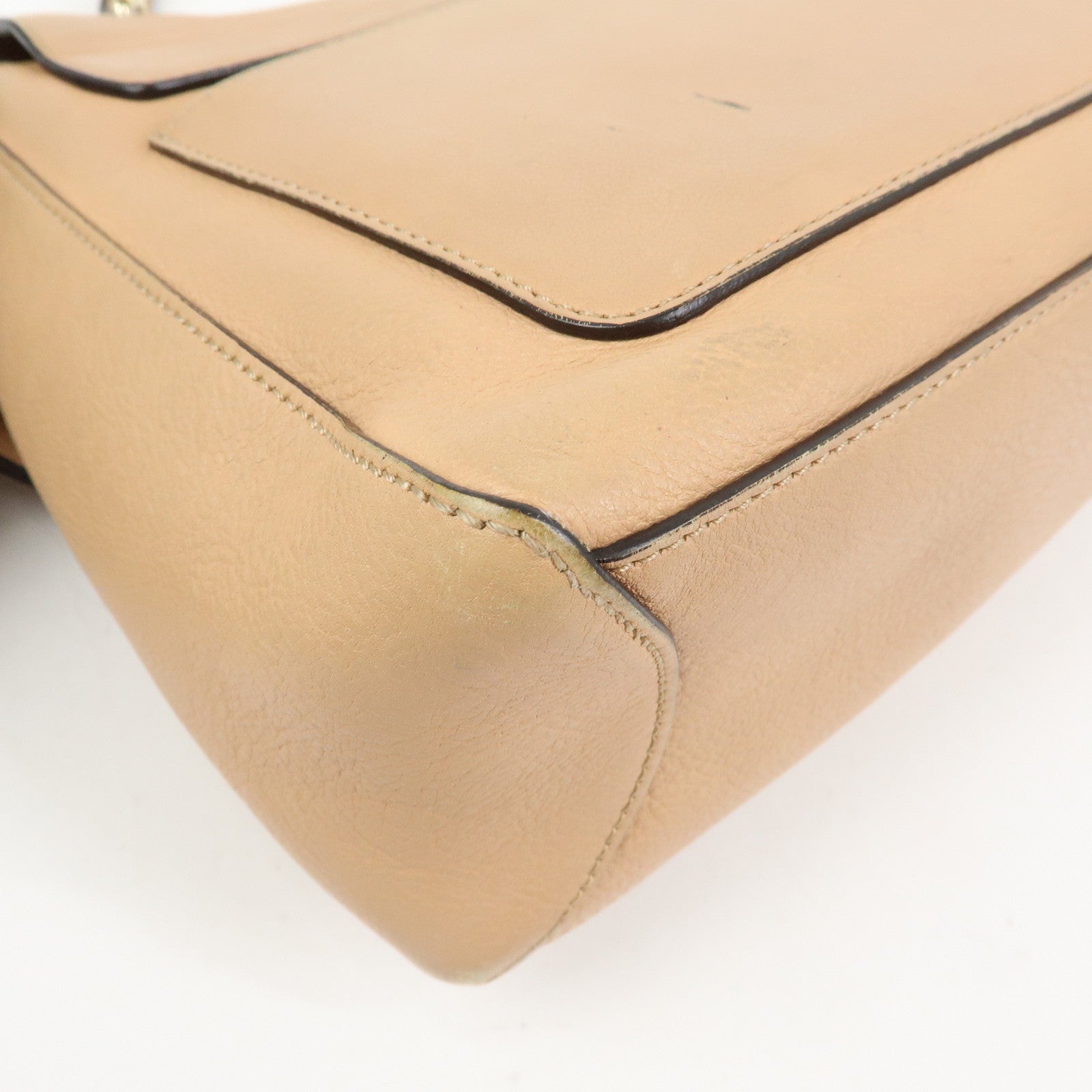 Chloe Leather 2Way Bag Shoulder Bag Hand Bag Beige Authentic Used F/S