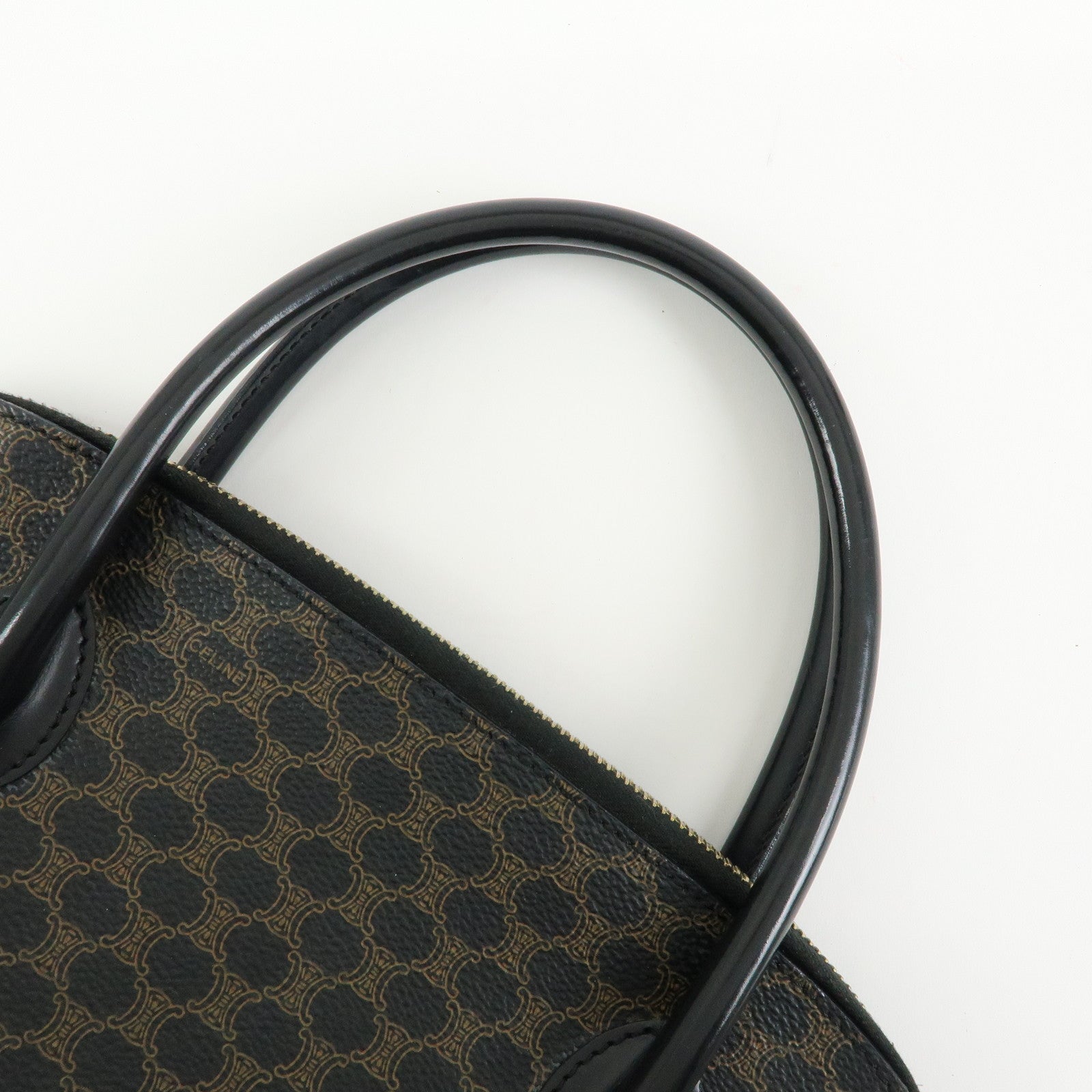 CELINE Macadam PVC Leather Hand Bag Black Brown